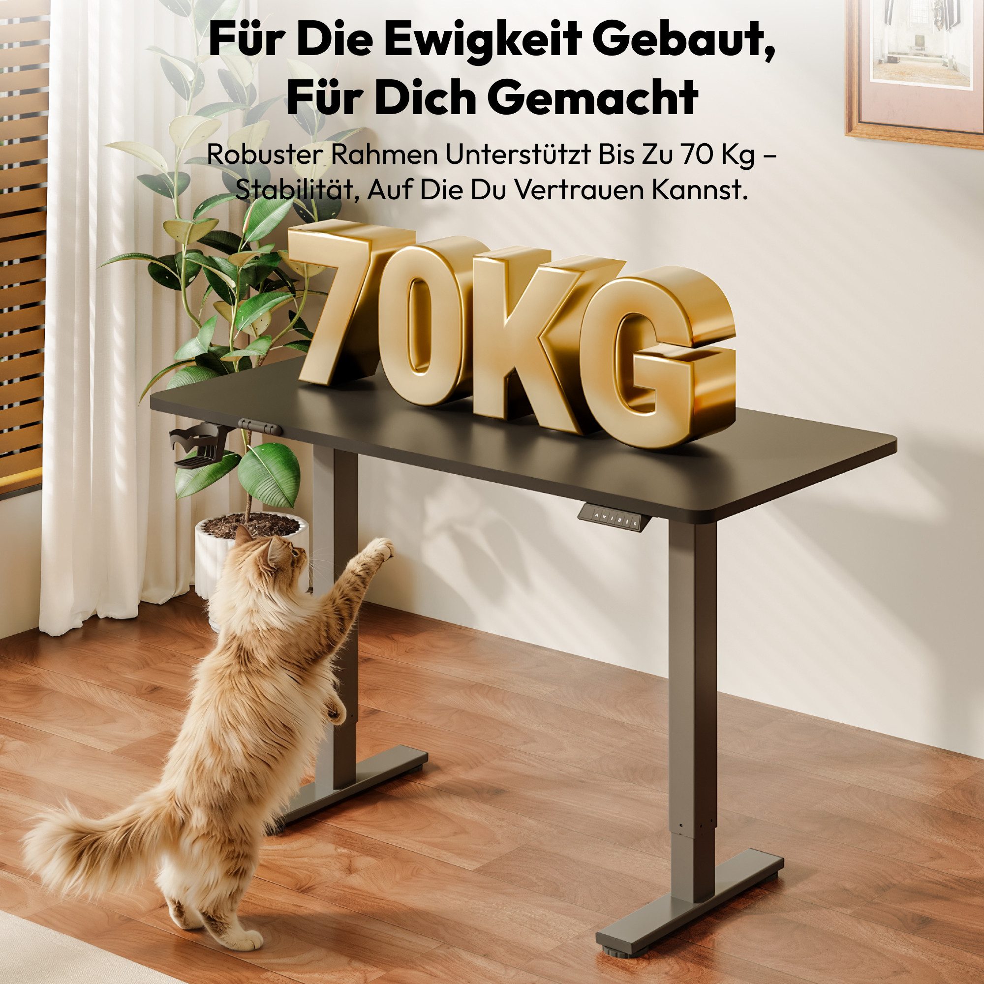SANODESK Schreibtisch Elektrisch höhenverstellbarer Schreibtisch (inkl. vielseitigem Zubehör, 2-Fach-Teleskop mit Memory-Steuerung & Anti-kollisionssystem), sch – Bild 4 von 5
