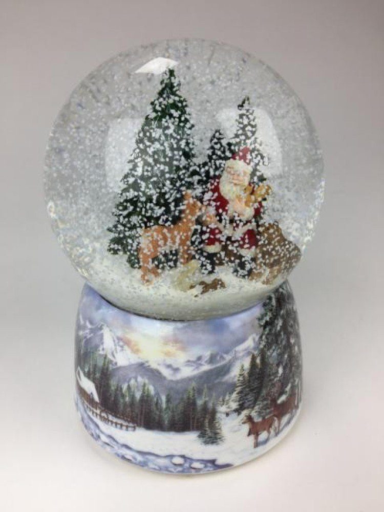 Musicboxworld Spieluhr Schneekugel Santa im Wald