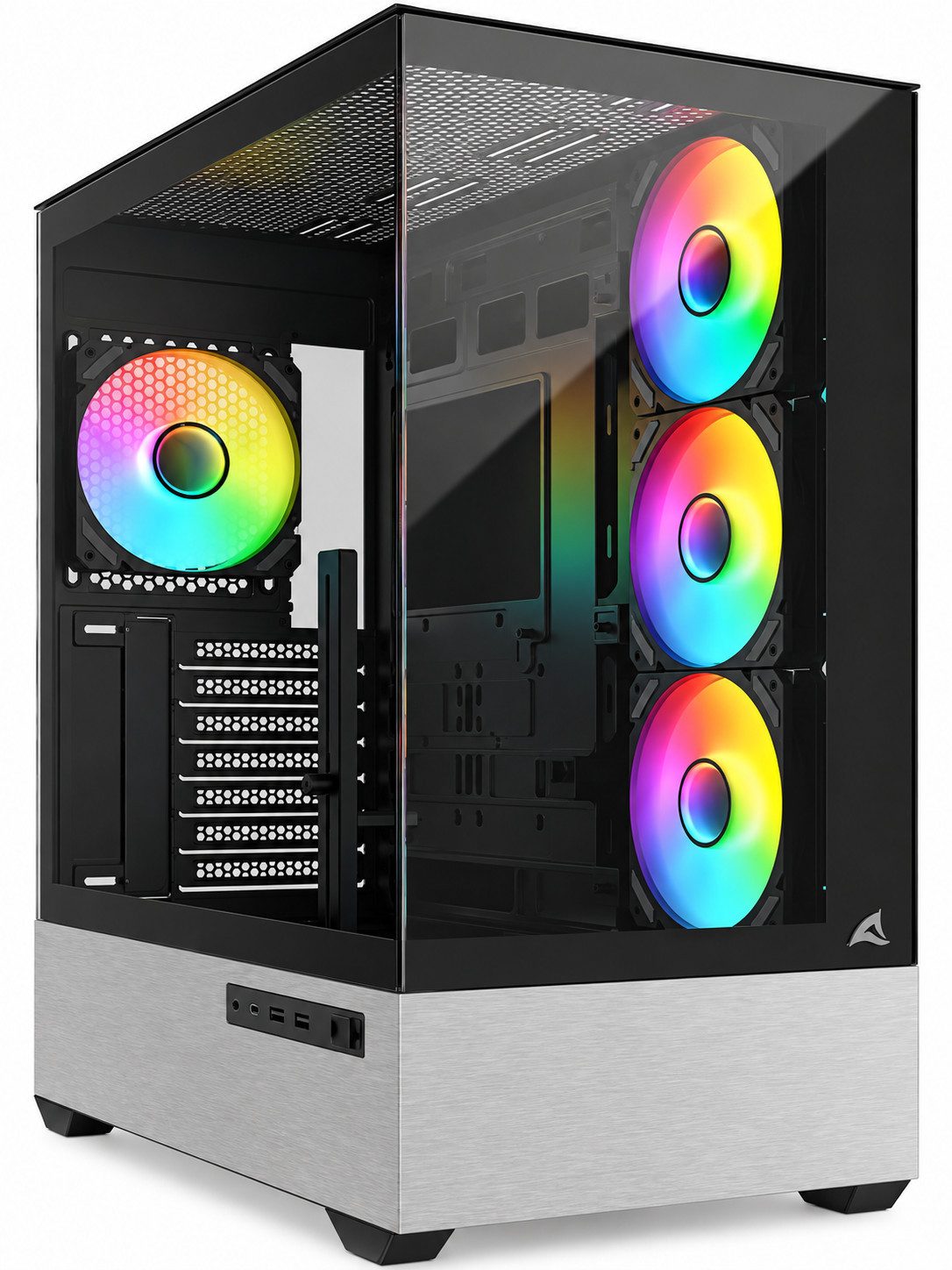 Sharkoon PC-Gehäuse Gaming Gehäuse AK7 ATX Computer Case mit ARGB PC Case Computergehäuse, ATX PC Case Midi Tower Desktop Gehäuse Gamer PC Zubehör