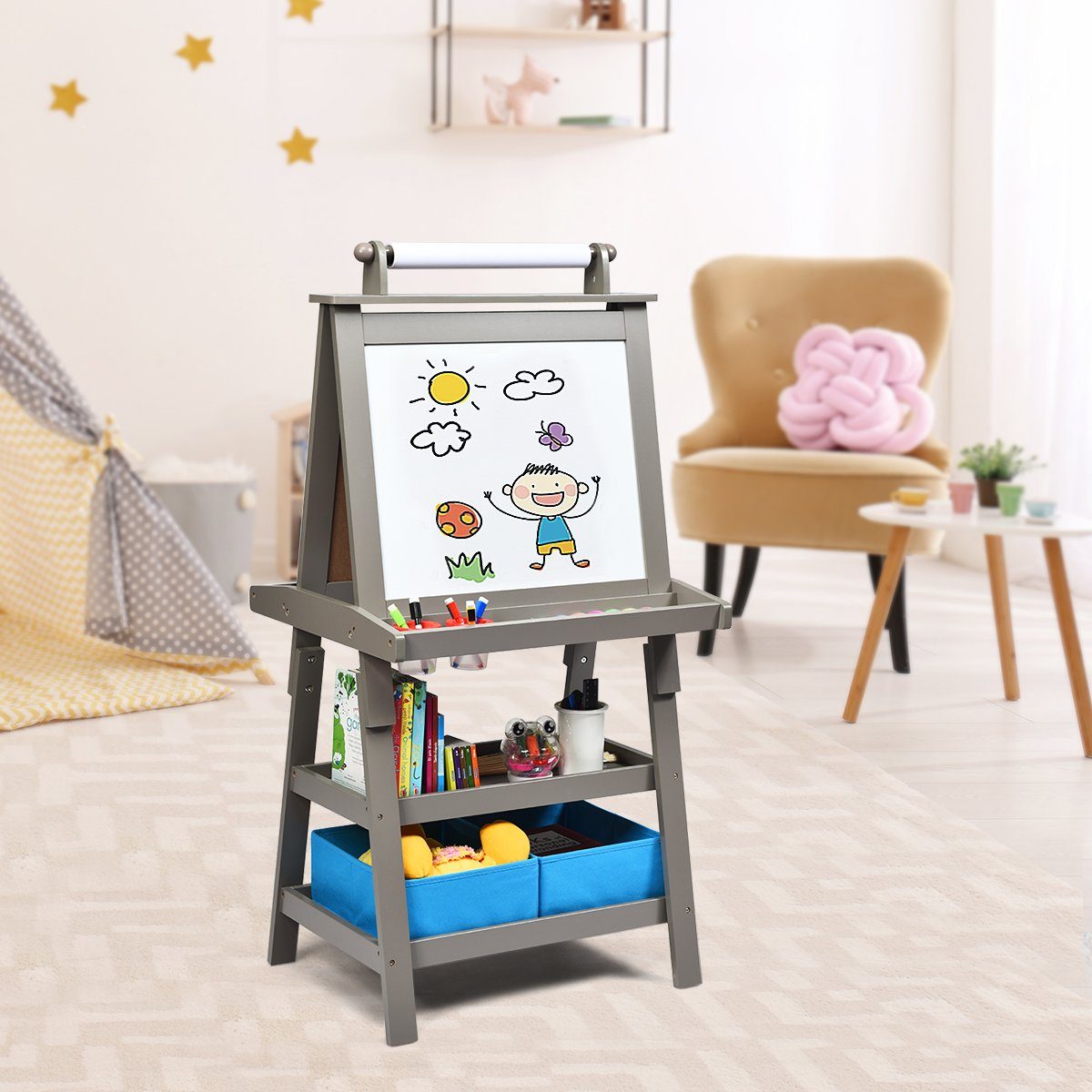 COSTWAY Standtafel Kinder Staffelei, doppelseitig, mit günstig online kaufen