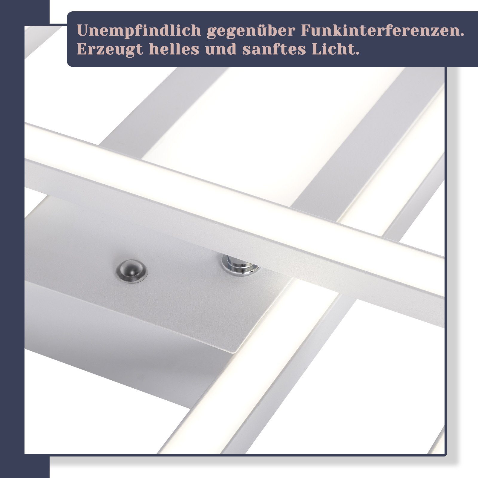 Nettlife LED Deckenleuchte Dimmbar Schwarz/Weiß Deckenlampe Modern Deckenbeleuchtung Wohnzimmer, Dimmbar mit Fernbedienung, LED fest integriert, für Wohnzimmer  – Bild 4 von 5