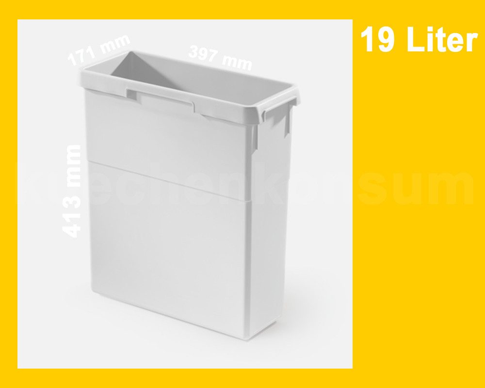 Hailo Einbaumülleimer Inneneimer 1071319 hellgrau 19 Liter 397 x 171 x 413 mm