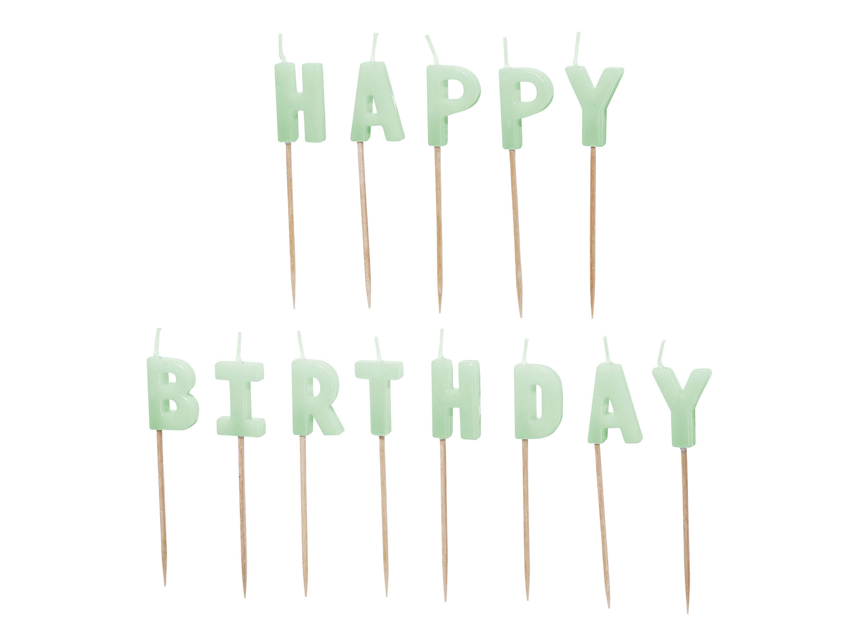 partydeco Geburtstagskerze, Geburtstagskerzen Happy Birthday 2,5cm Grün