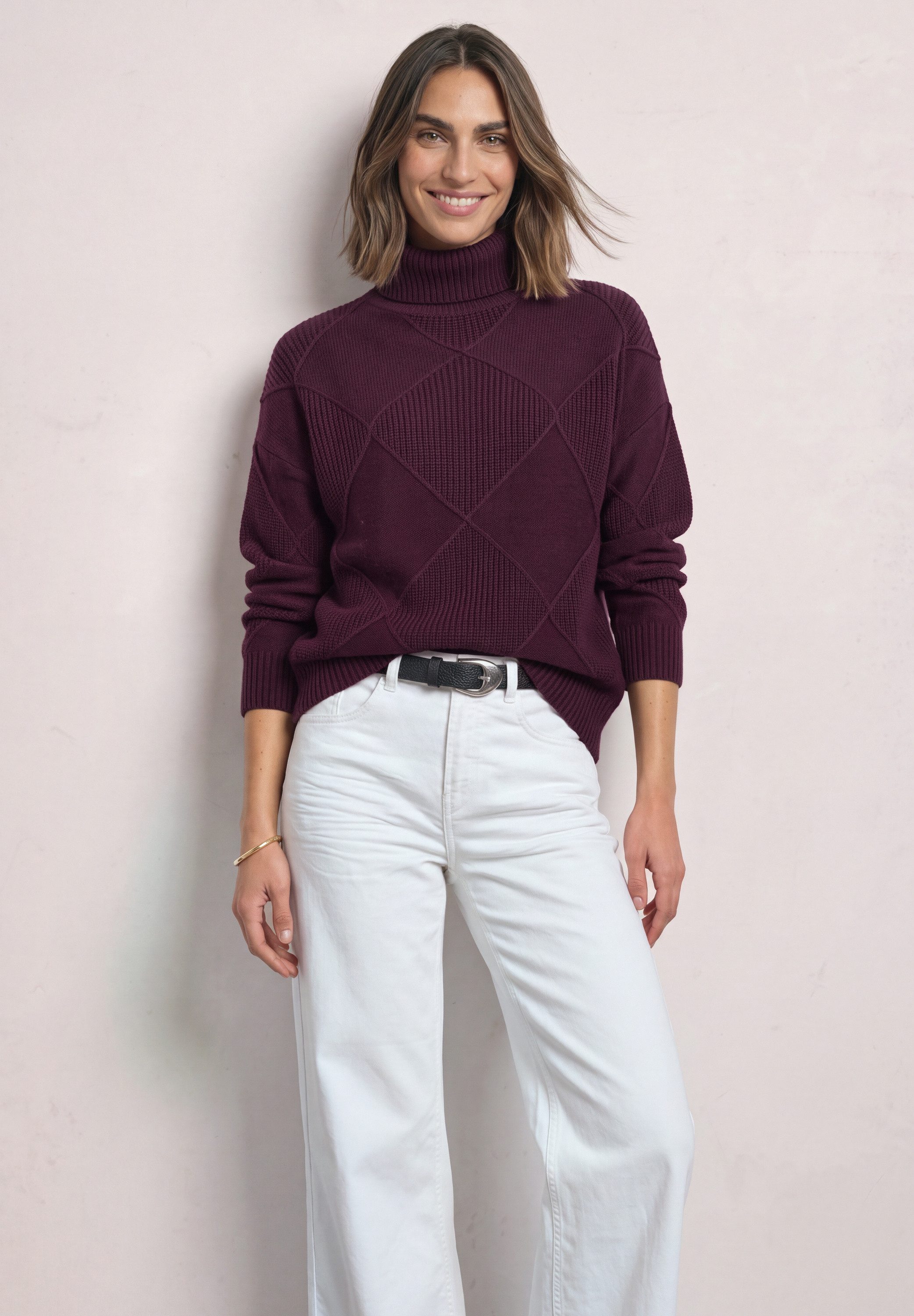 STREET ONE Rollkragenpullover aus softem Materialmix