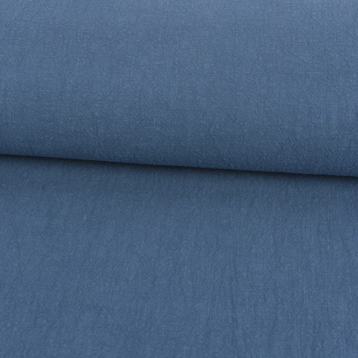 SCHÖNER LEBEN. Stoff Leinenstoff Meterware mit Baumwolle in blau stone washed 140cm