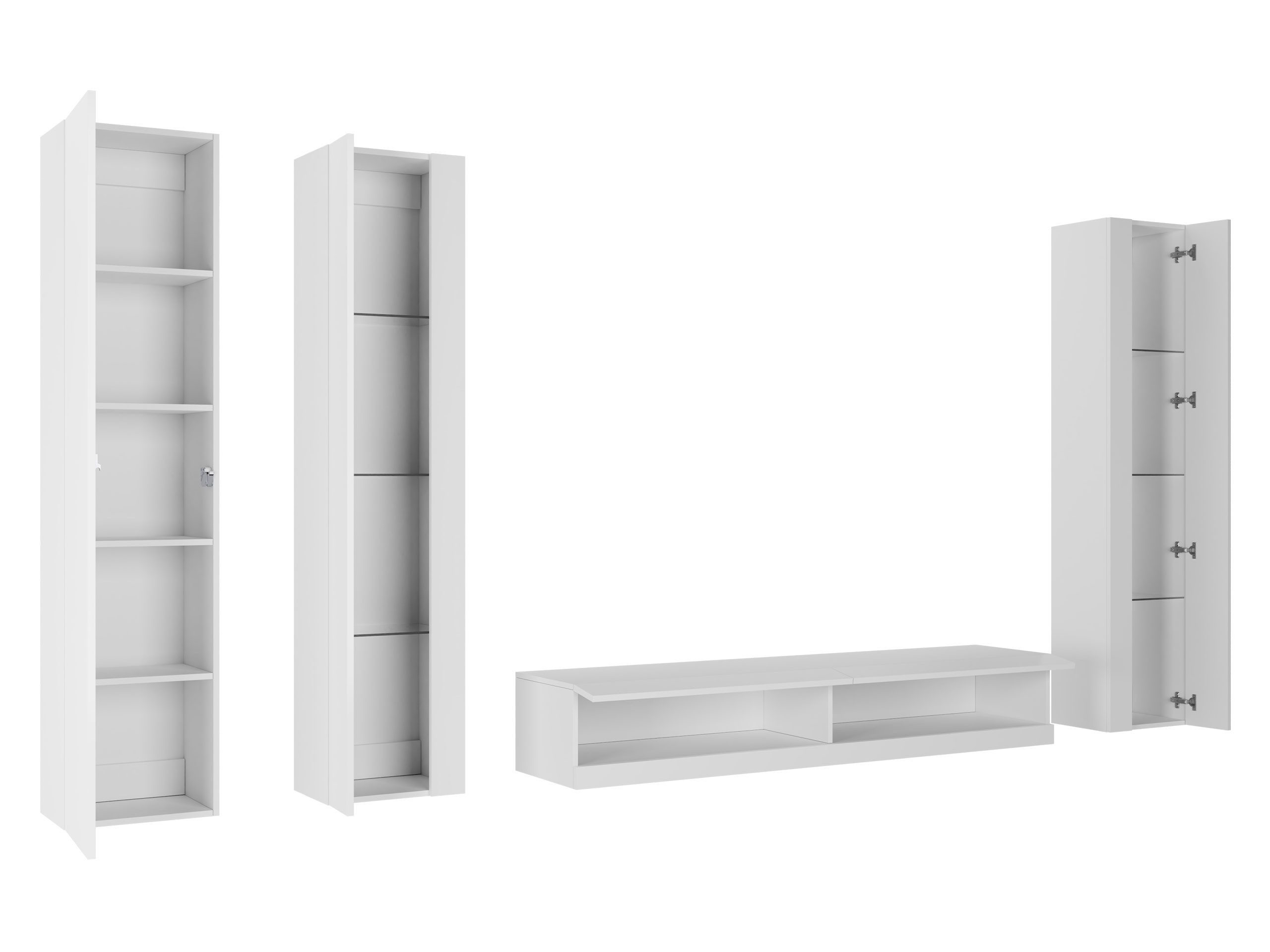 MIRJAN24 Wohnwand Vigo New VI, (3x Vitrine, TV-Lowboard), Beleuchtung als Option, grifflosem Öffnen "push to open"
