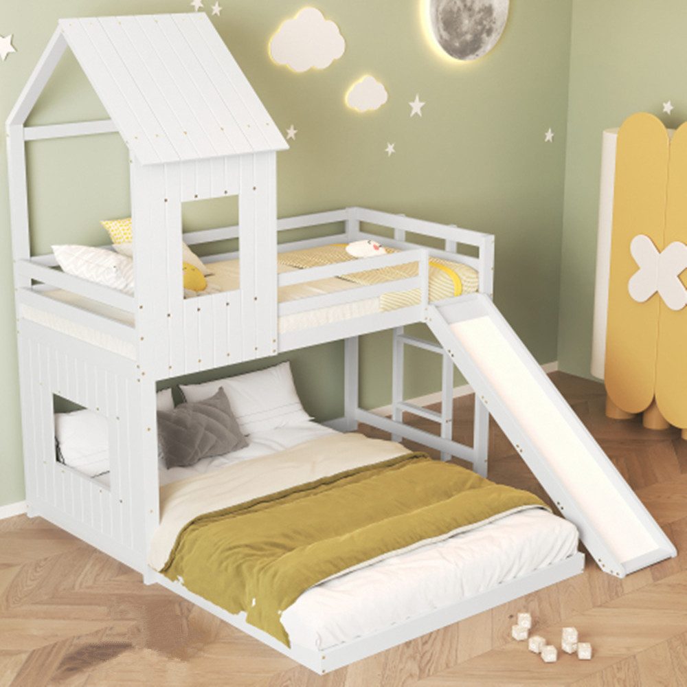 Kinderbett Etagenbett mit Rutsche,Kinderbett, mit Fallschutzgitter, mit