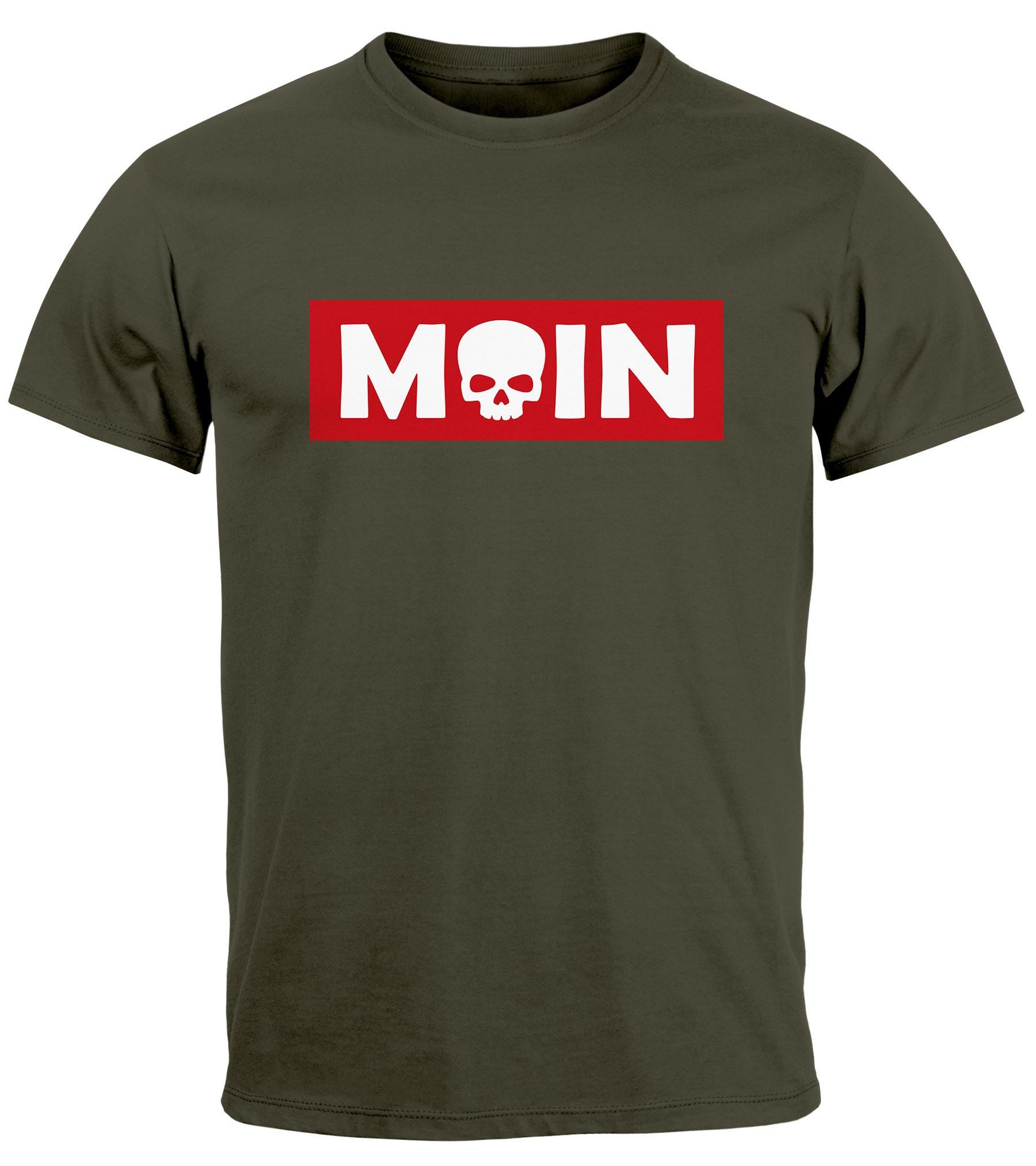 Neverless Print-Shirt Herren T-Shirt Schriftzug Moin Skull Totenkopf Aufdru günstig online kaufen