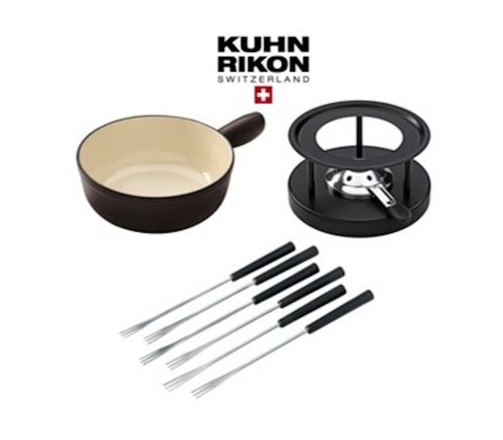 KUHN RIKON Fonduetopf KUHN RIKON Käse Fondue Set 8-tlg. Induktion Eisenguss Ø 24 cm Schwarz