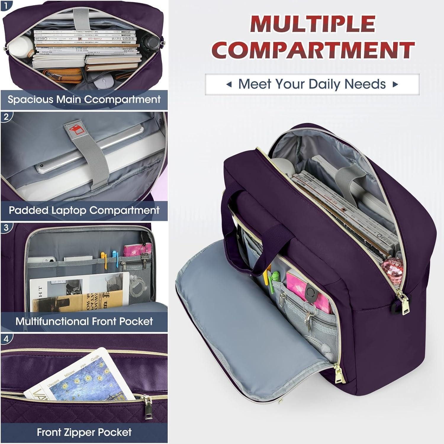 LuxusKollektion Laptoptasche Laptoptasche Damen Business Aktentasche Dunkelviolett 17.3 Zoll