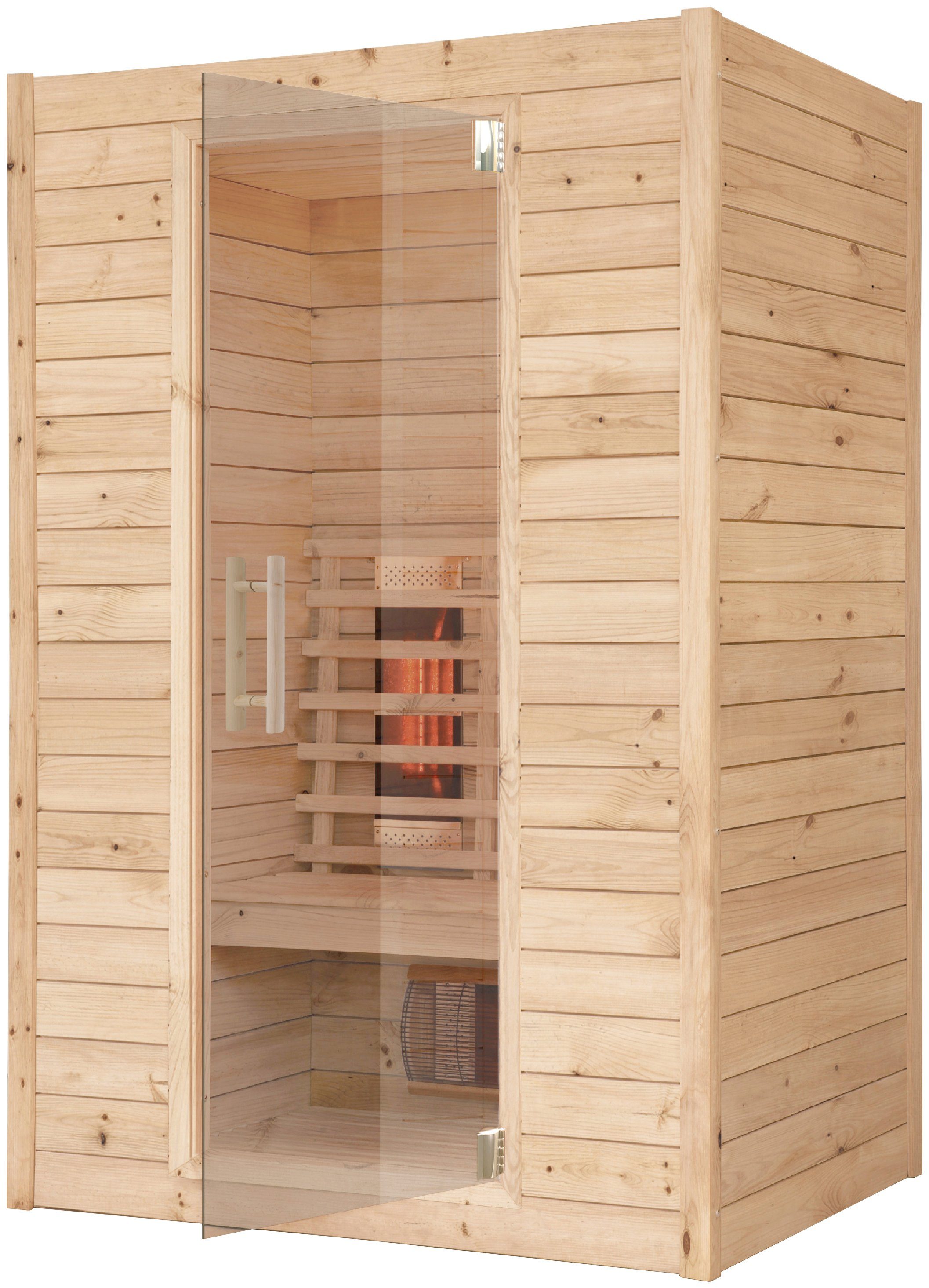 RORO Sauna & Spa Infrarotkabine ABN D431, BxTxH: 132 x 102 x 198 cm, 45 mm, Fronteinstieg, inkl Fußboden und Steuergerät