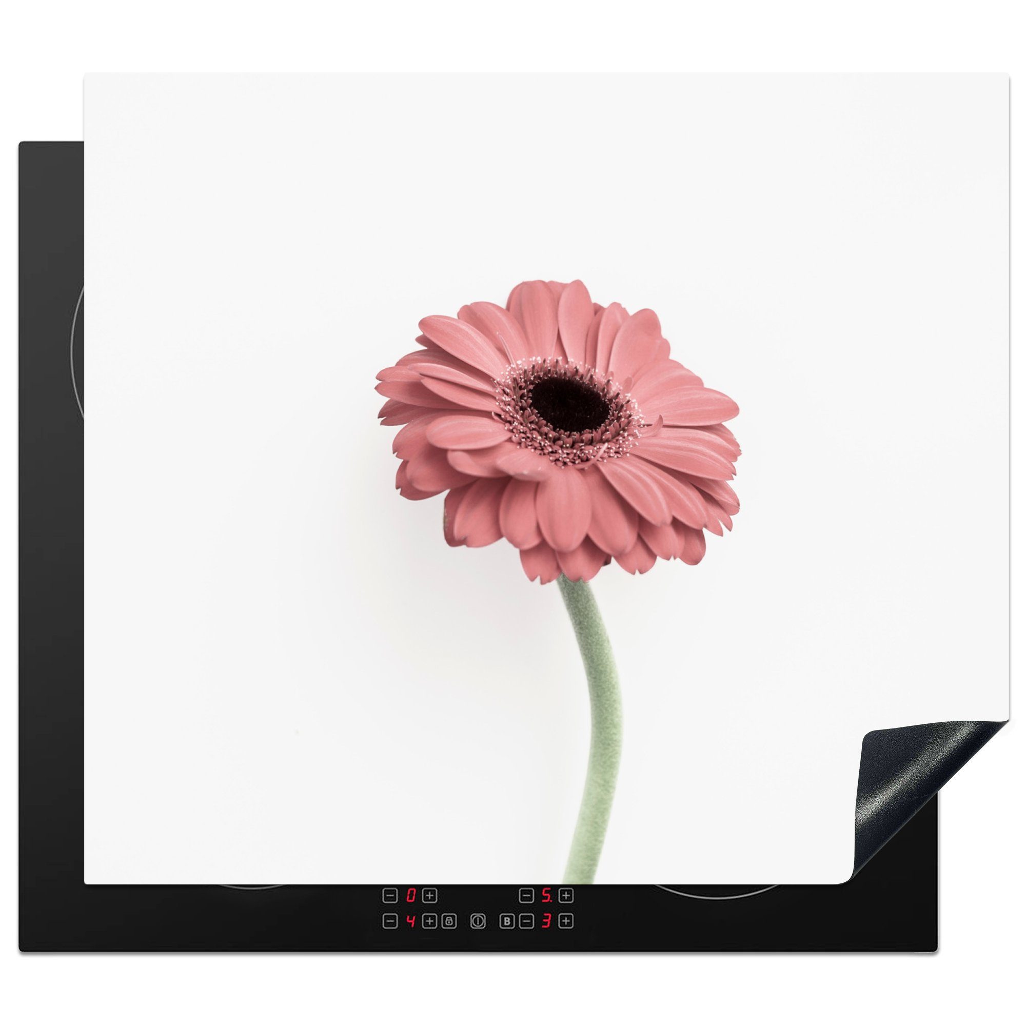 MuchoWow Herdblende-/Abdeckplatte Blumen - Rosa cm, - tlg), Ceranfeldabdeckung nutzbar, Arbeitsfläche (1 Mobile 60x52 Vinyl, - Natur - Weiß Pflanze