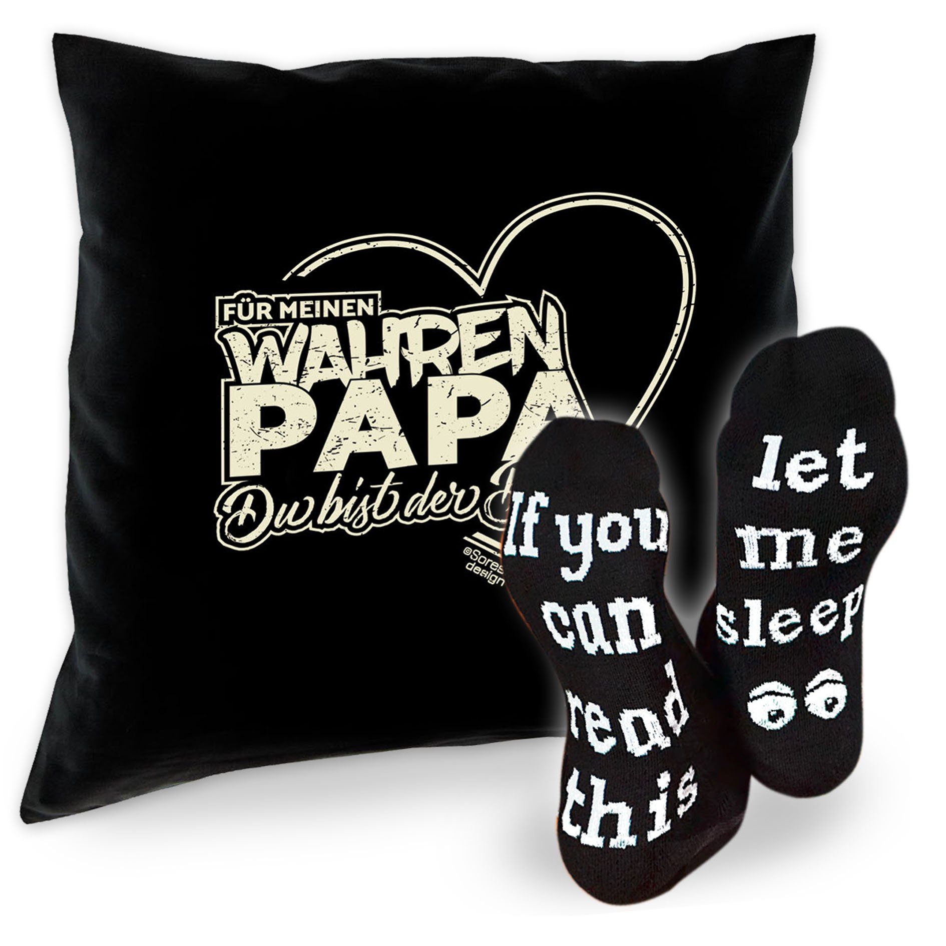 Soreso® Dekokissen & Papa Sleep, für meinen Väter Socken Kissen wahren Sprüche Für Geschenkidee schwarz Geschenke