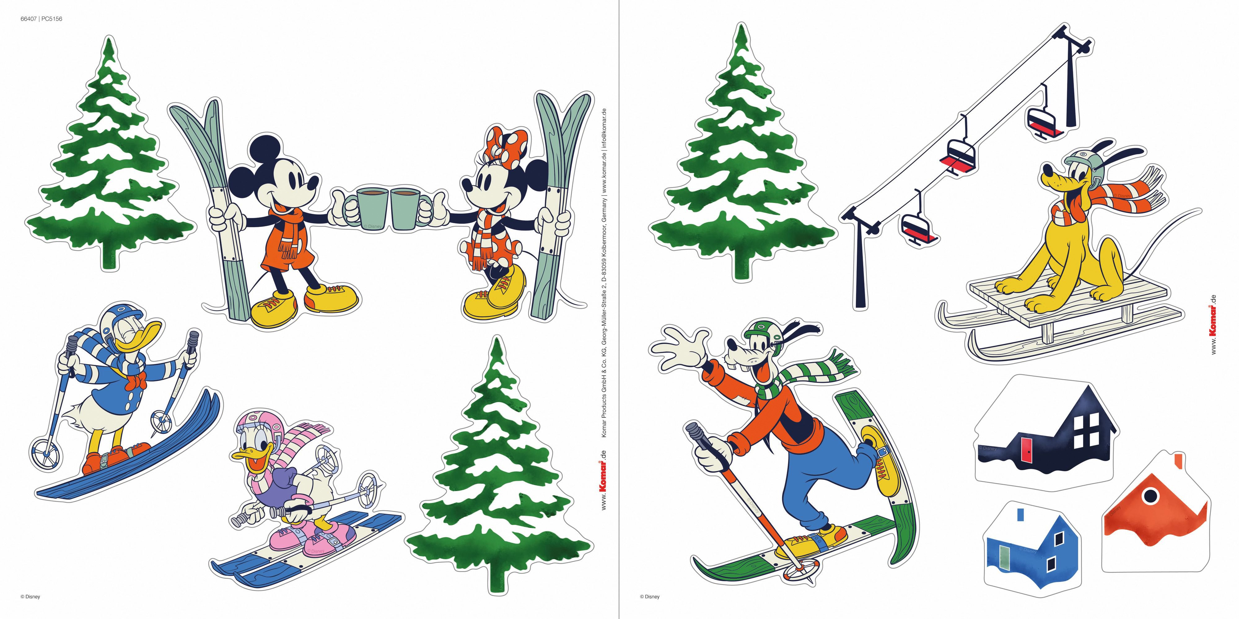 Komar Fototapete Fenstersticker - Disney Mickey Mouse Snowland - Größe 30 x 30 cm, glatt, bedruckt, Motiv, (12 St)