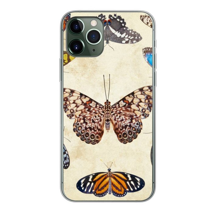 MuchoWow Handyhülle Botanischer Druck Schmetterlinge Handyhülle Apple iPhone 11 Pro Smartphone-Bumper Print Handy