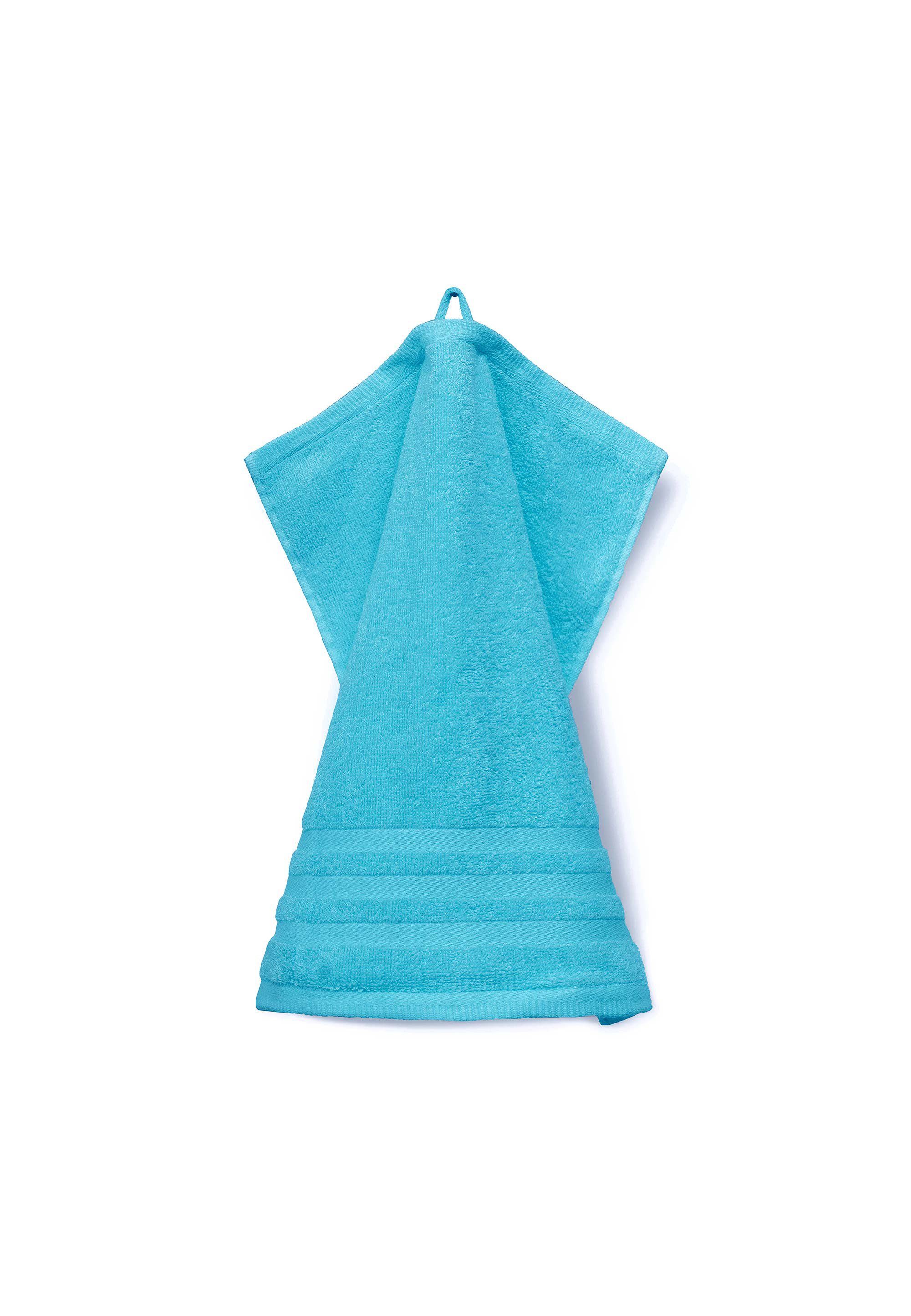 grace grand spa Waschlappen Aktion (3-tlg), attraktiver aquablau mit Streifen-Bordüre