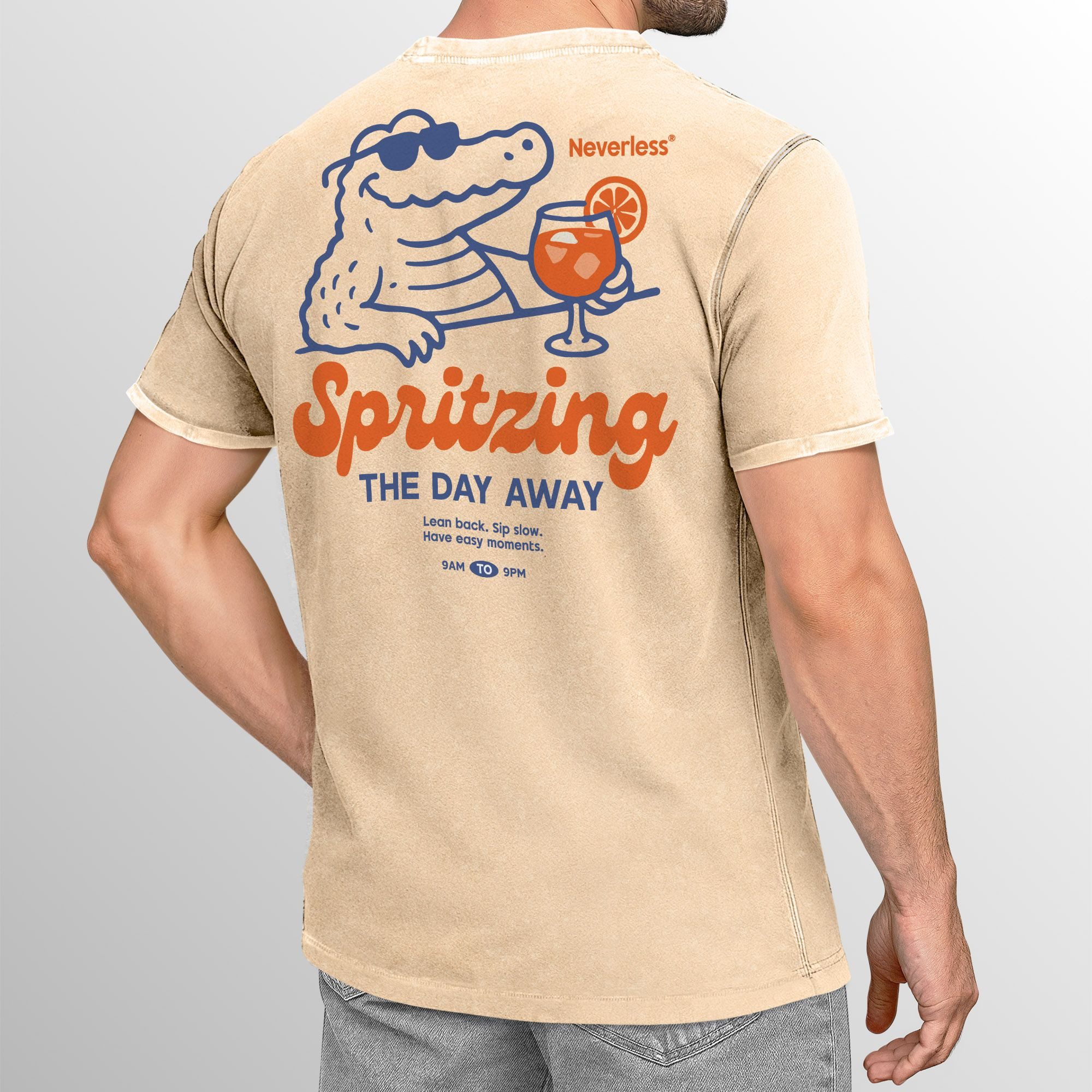 Neverless Print-Shirt Herren Vintage T-Shirt Backprint Spritzing the day aw günstig online kaufen