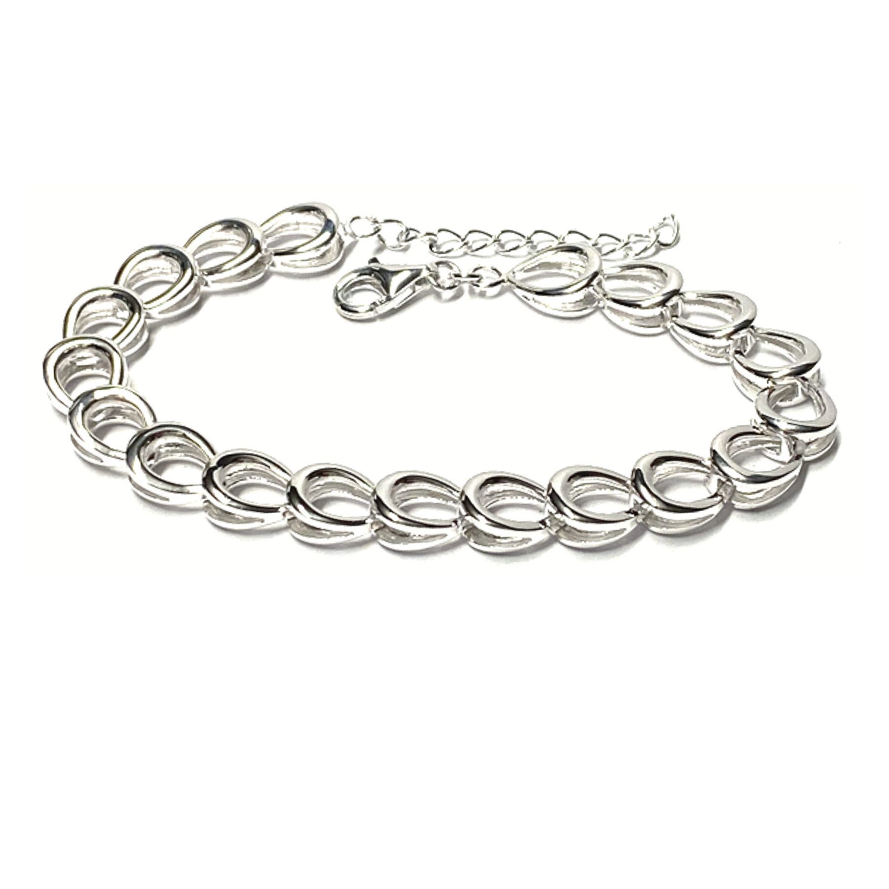 Edelschmiede925 Silberkette Armband 925/- Silber bewegliche Glieder Glanz poliert 17-20cm