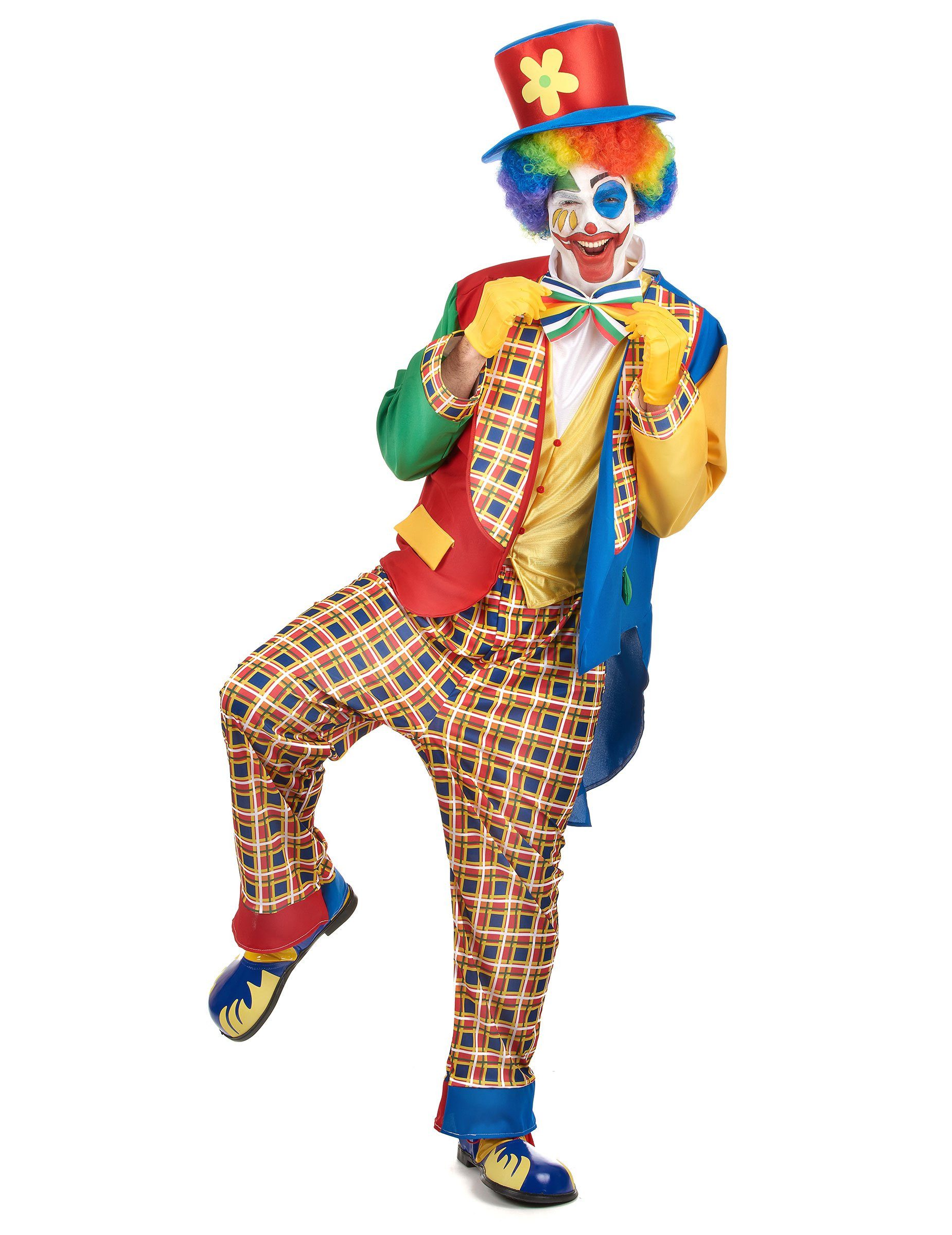JADEO Kostüm Lustiger Clown Karneval-Herrenkostüm bunt