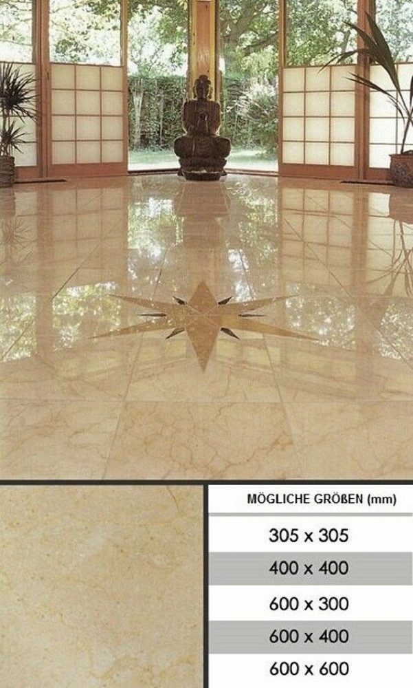 Xlmoebel Bodenfliese Marmor Fliesen aus Crema Marfil für edles Ambiente, Marmor, Beige, Marmor Beige, Hergestellt in Europa