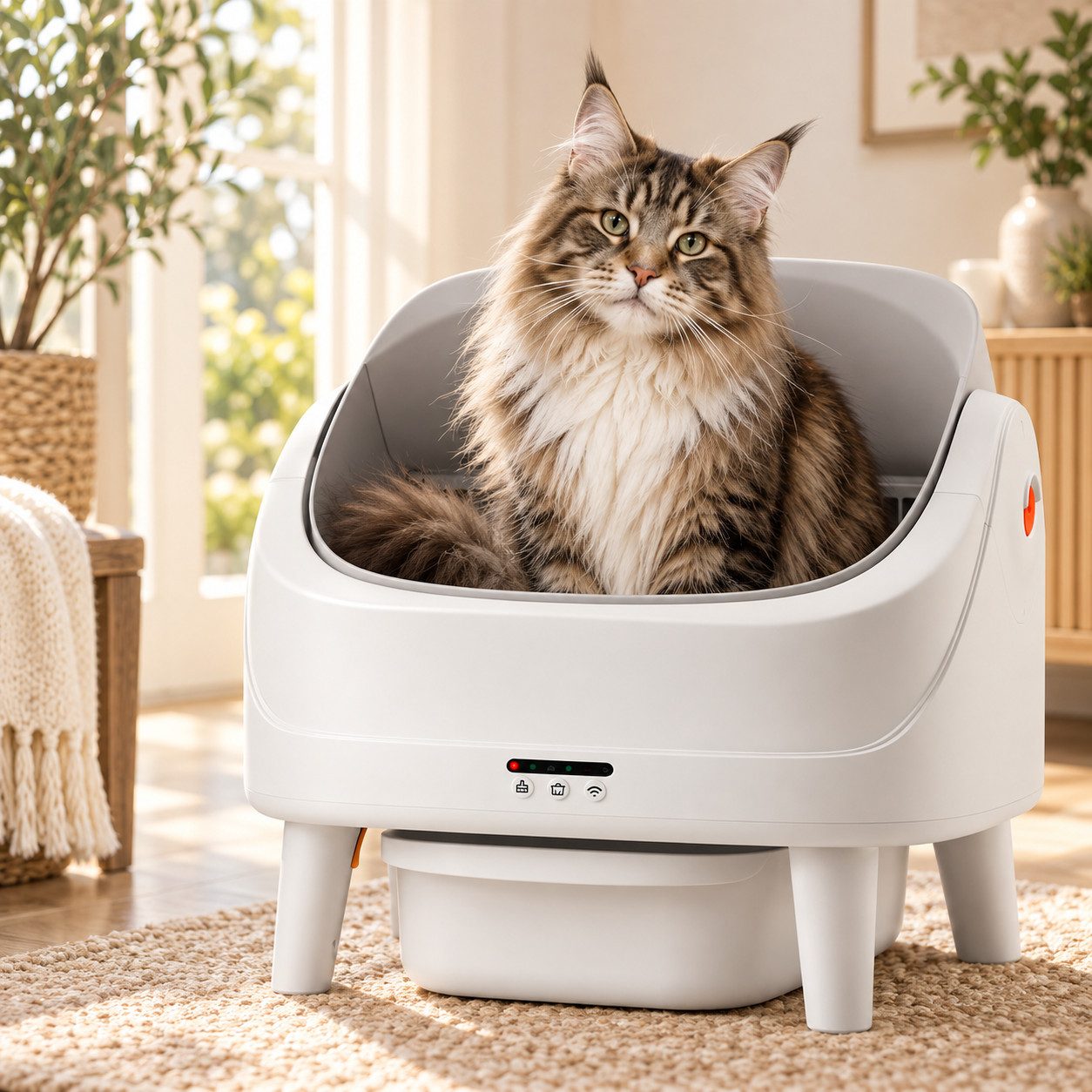 POZZOO Katzentoilette Selbstreinigend,Katzenklo mit App-Steuerung für 1,5–15 kg große Katzen, Automatische Katzentoilette,geruchsarm & leise,Weiß