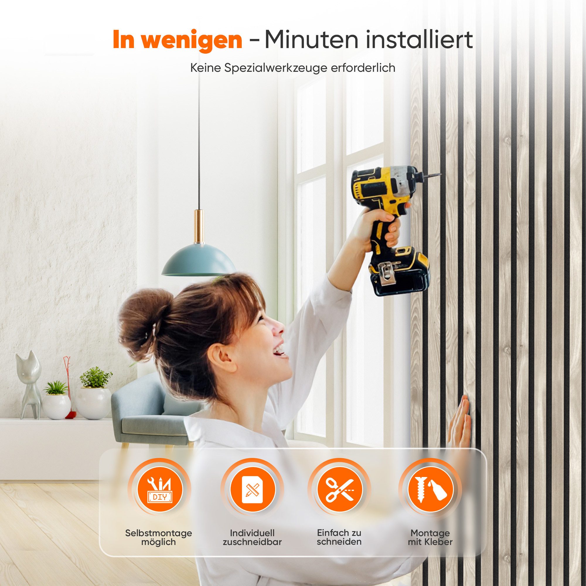 IZODEKOR 3D Wandpaneel Akustikpaneele in Holzoptik mit Filz – Schalldämmung & Raumakustik, BxL: 60x120 cm, 0,72 qm, (Set, Akustikpaneele als Set) schallabsorbie – Bild 5 von 5