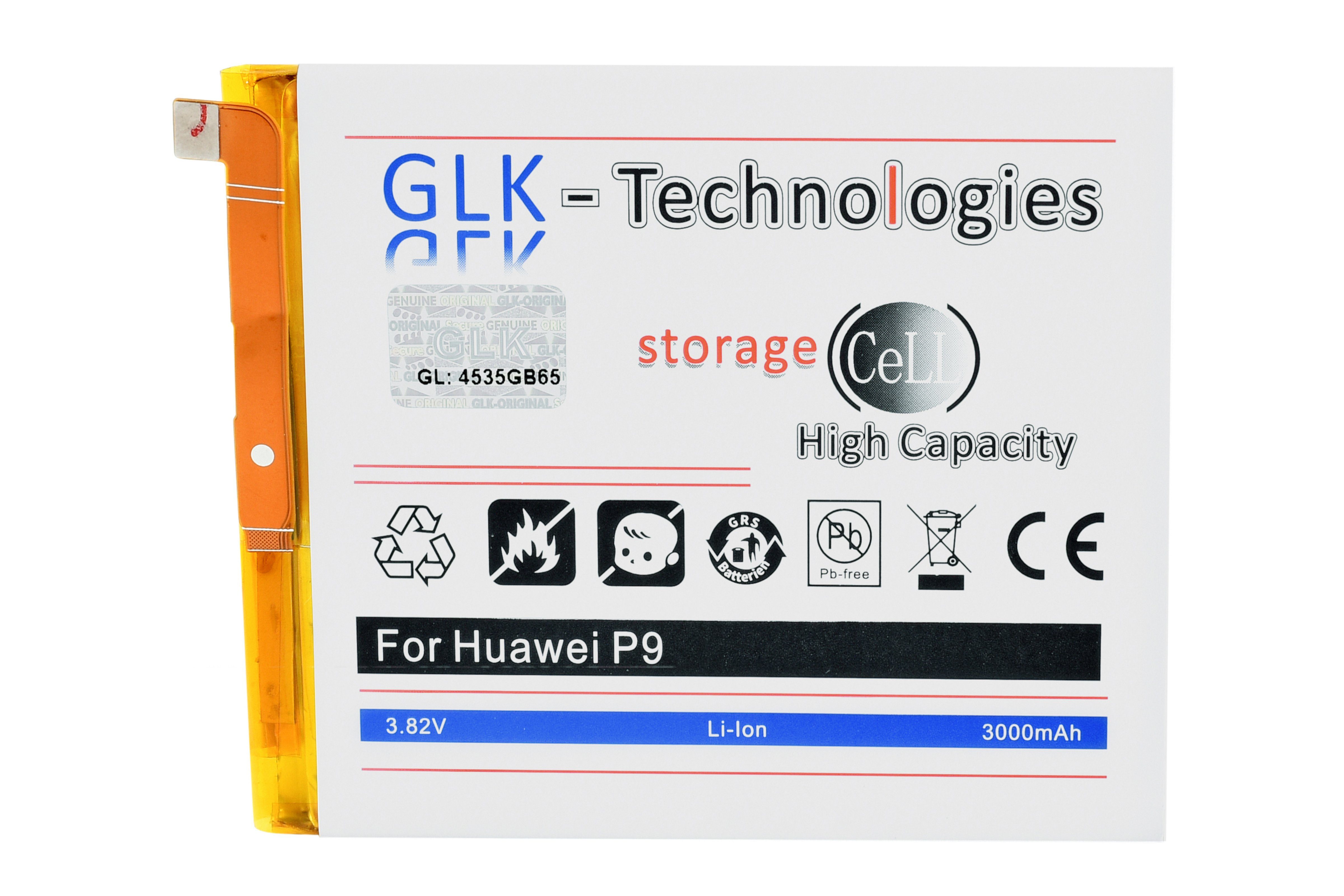 High Huawei inkl. mit accu, Smartphone-Akku GLK-Technologies Battery, Set Original mAh Akku, GLK-Technologies Power 3000 mAh Kit kompatibel HB366481ECW, 3000 Ersatzakku Werkzeug P9