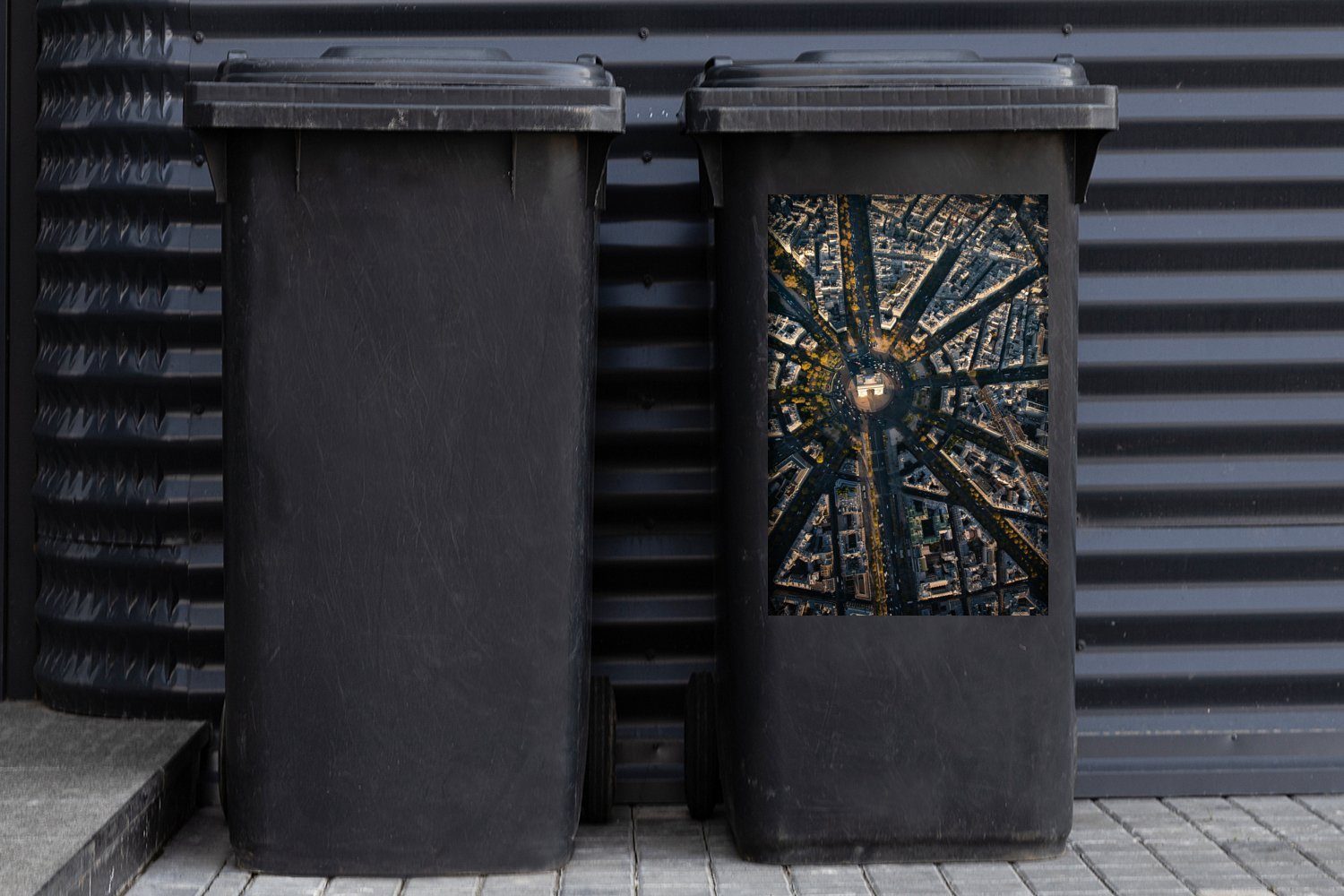 Mülltonne, St), (1 Container, de und um Arc Wandsticker der MuchoWow den Straße Sticker, aus Abfalbehälter rund Triomphe Gebäude Mülleimer-aufkleber,