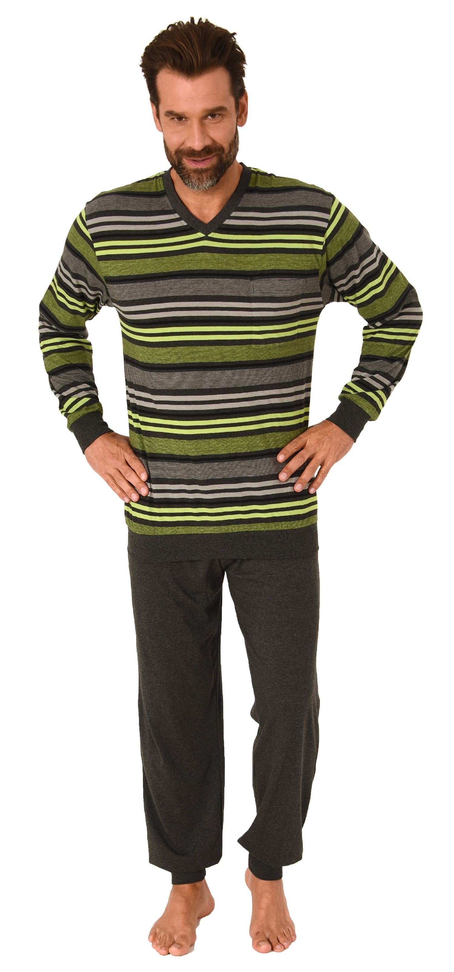 Normann Pyjama Herren Schlafanzug mit Bündchen günstig online kaufen