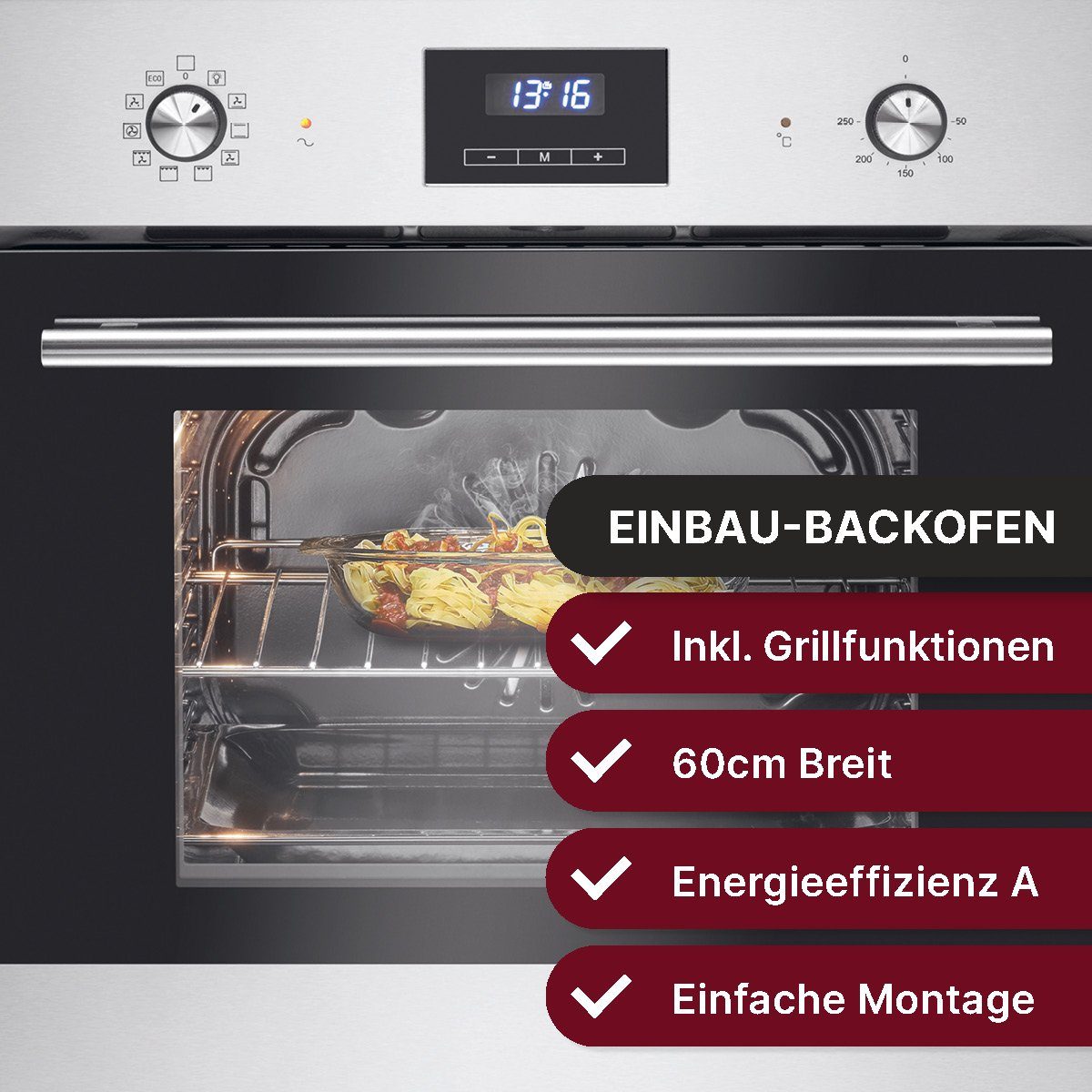 BOMANN Einbaubackofen EBO 7911, mit Heißluft & Umluftgrill, 56L Nutzinhalt