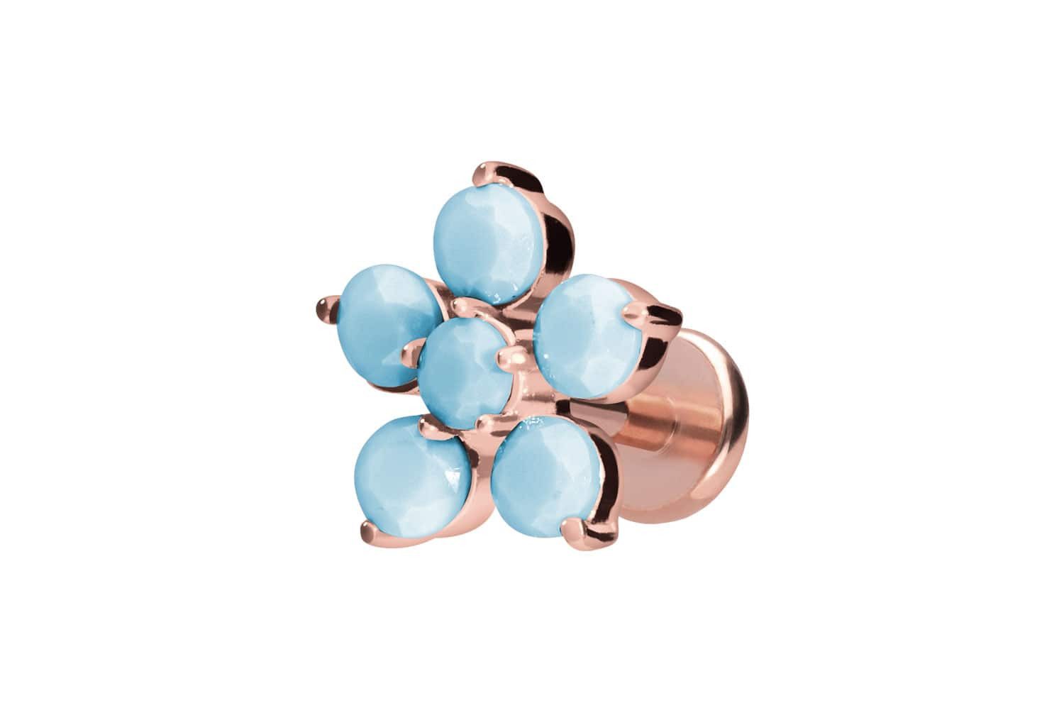 PIERCINGLINE Piercing-Set Titan Labret mit Push Fit BLUME + SYNTHETISCHE TÜRKISE (Labrets, 1-tlg)