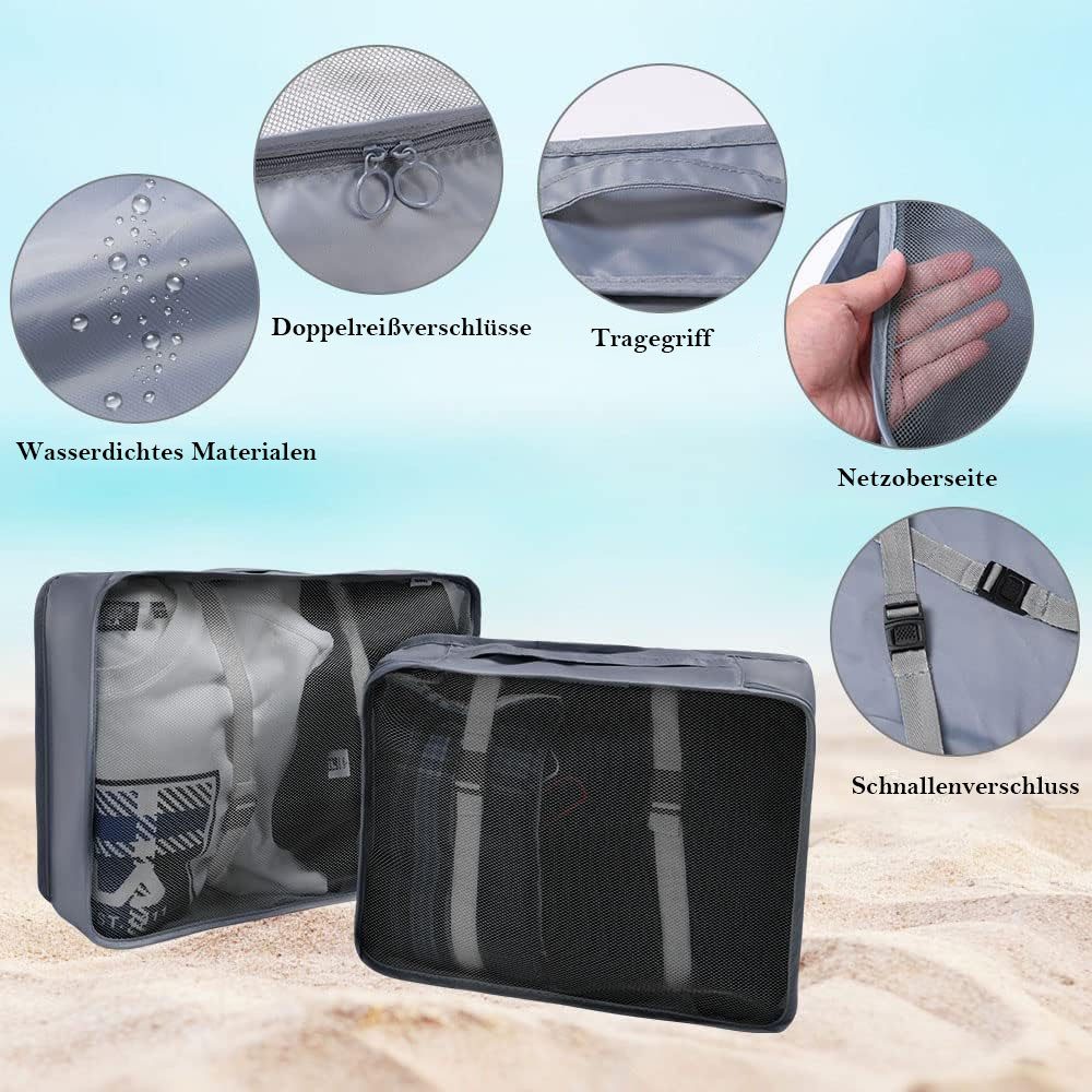 TUWENA Kofferorganizer Koffer Organizer Set 8-teiliges, Packing Cubes, Reise Kleidertaschen, Reise Essentials Organizer - Kosmetiktasche, Kleidertasche Schuhbeutel