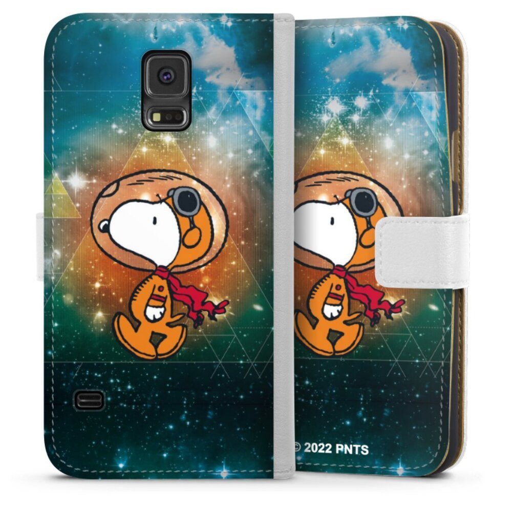 DeinDesign Handyhülle Snoopy Astronaut Offizielles Lizenzprodukt, Samsung Galaxy S5 Neo Hülle Handy Flip Case Wallet Cover