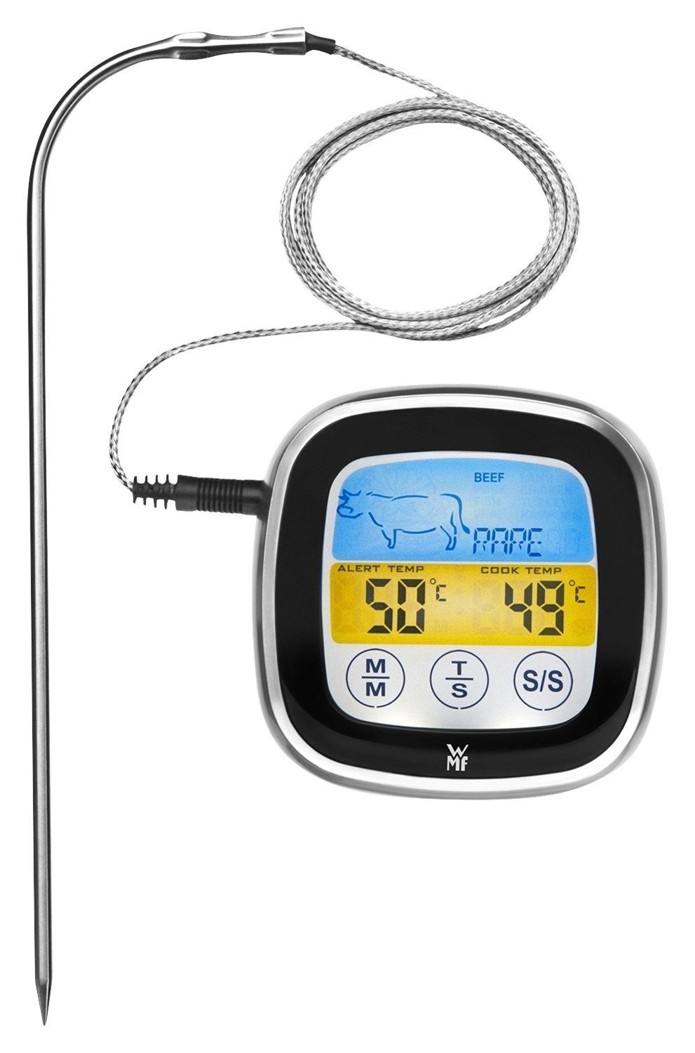 WMF Bratenthermometer DARJA, Batteriebetrieben, mit Touch-Display, Messbereich von -20 °C - 250 °C, Magnethalterung