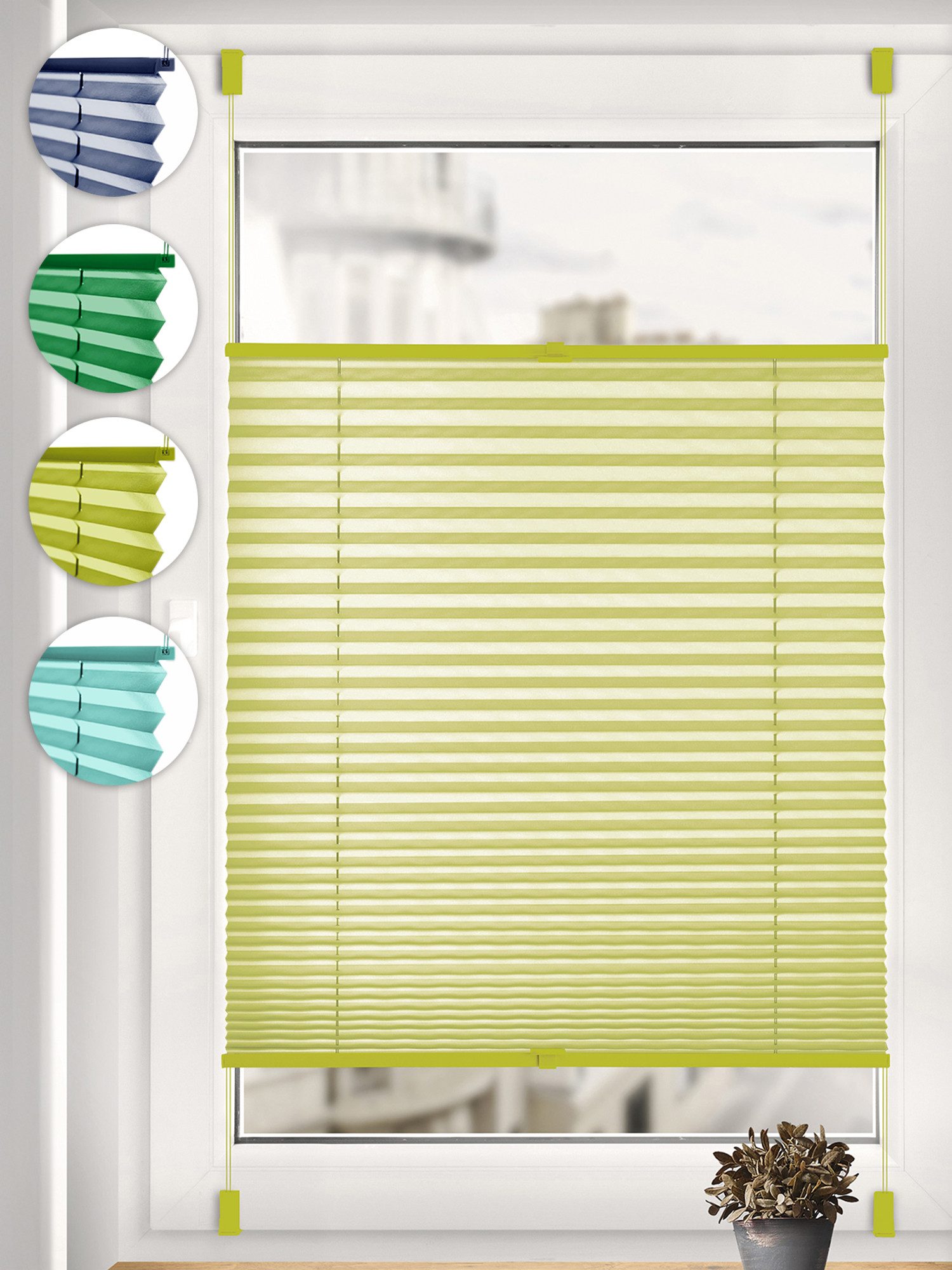 Sonello Plissee ohne Bohren Rollo Klemmfix für Fenster & Tür Lichtschutz, blickdicht, ohne Bohren, verspannt, Klemmfix, 30cm x 100cm Olivgrün Faltrollo, Easyfix, Sonnenschutzrollo, Jalousie