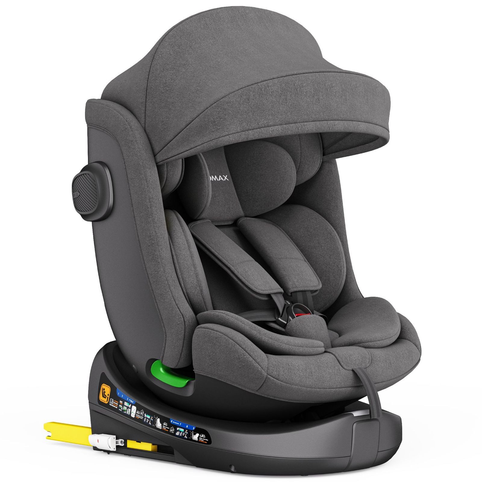 XOMAX Autokindersitz XOMAX Nova Kindersitz mit ISOFIX Auto 0-36kg AUTOSITZ 360°Drehbar, bis: 12 Jahre, (1-tlg)