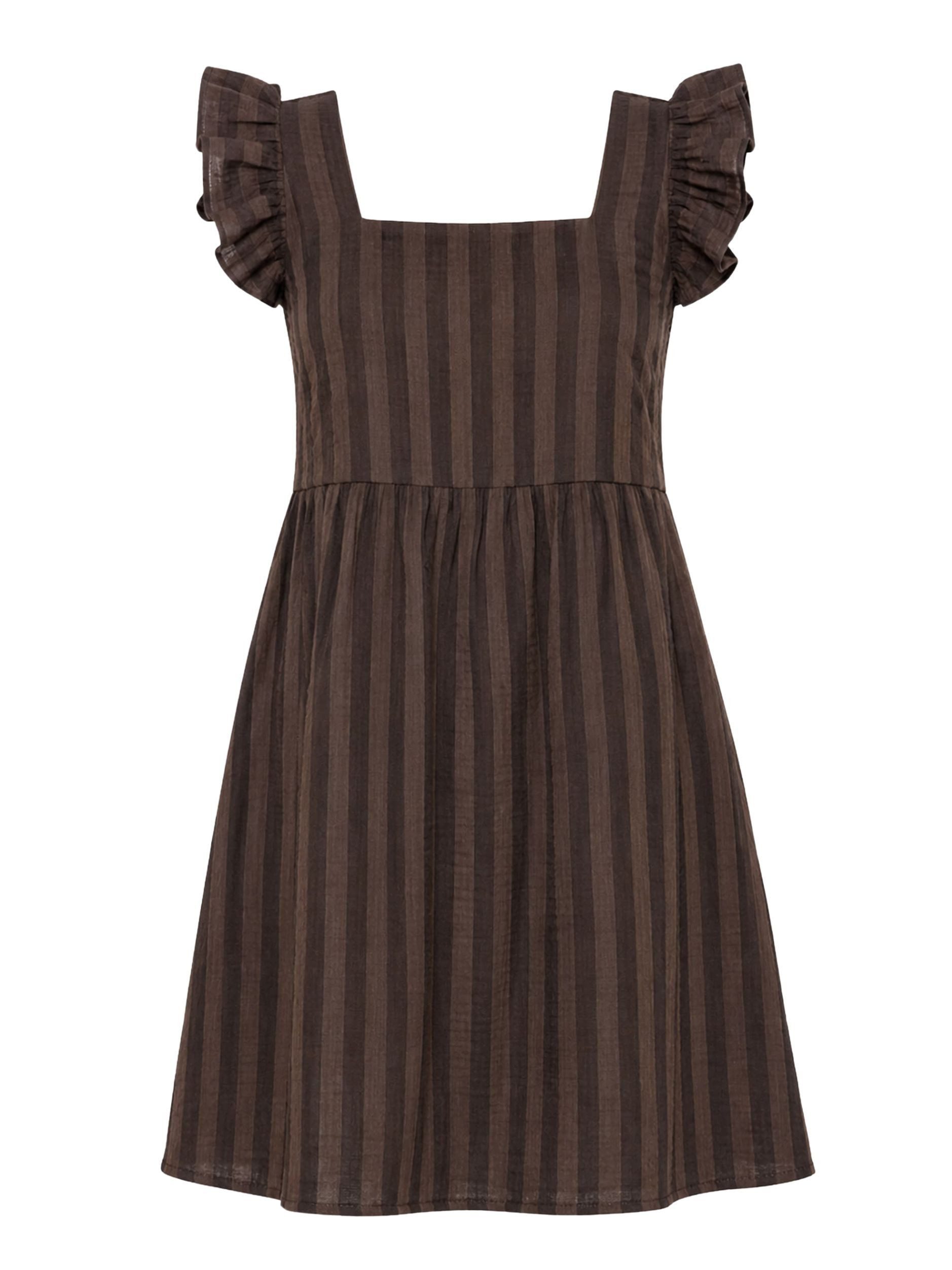 SASSYCLASSY Minikleid Gestreiftes Musselinkleid Damen Kleid aus Musselin im Streifenmuster mit Rüschenärmel – Bild 2 von 5