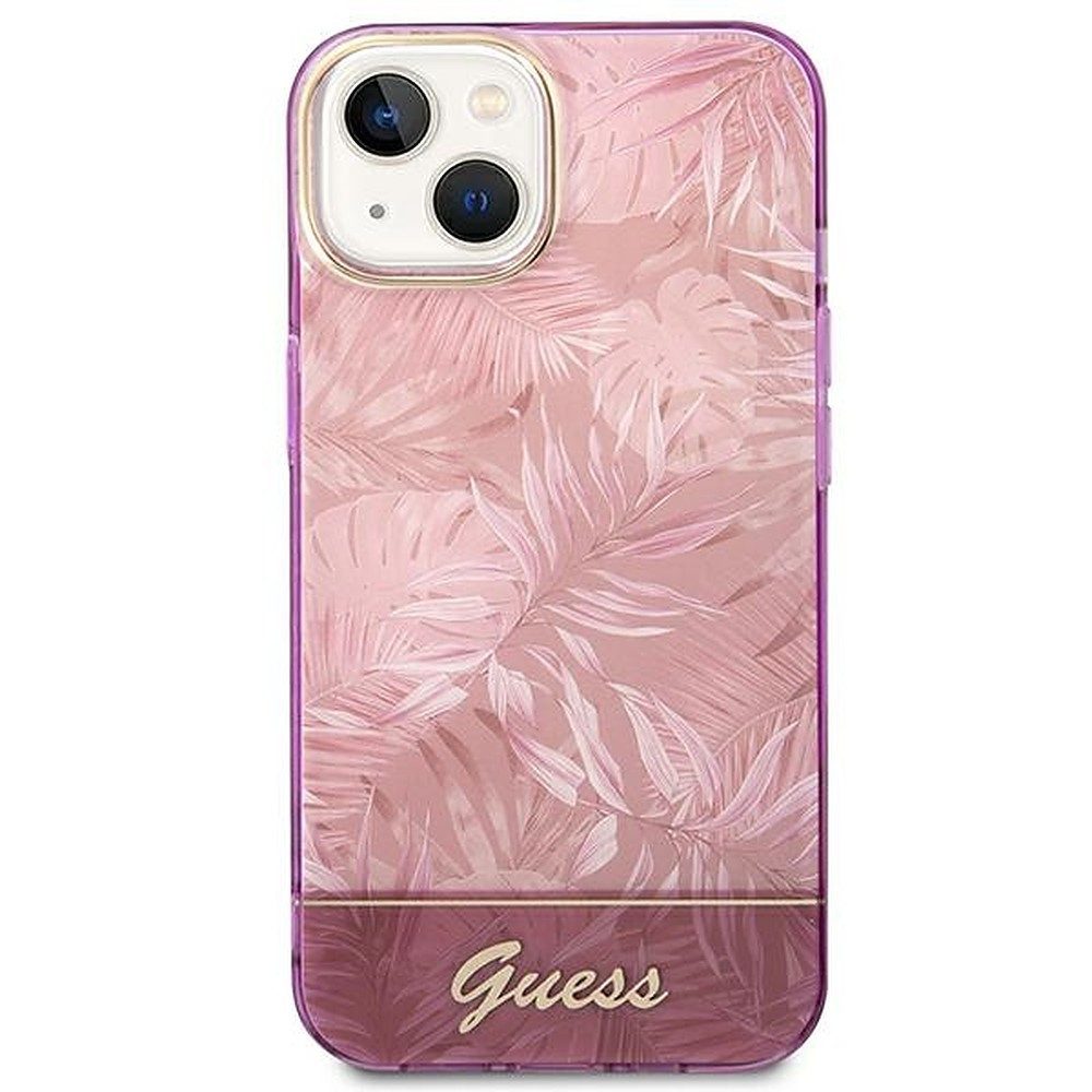 Guess Handyhülle Schutzhülle Handycover Rückschale 6,7 Zoll, Blumenmuster, Goldlogo, Kratzschutz, Hartschale