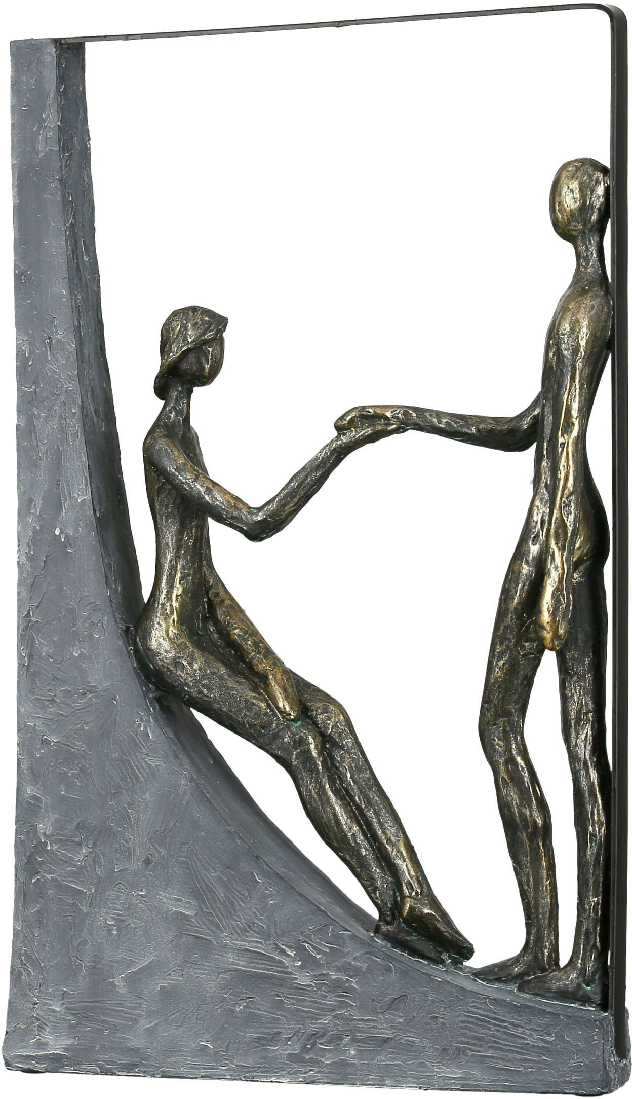 Casablanca by Gilde Dekofigur Skulptur Holding Hands, bronzefarben/grau (1 St), Dekoobjekt, Höhe 37 cm, Pärchen, mit Spruchanhänger, Wohnzimmer