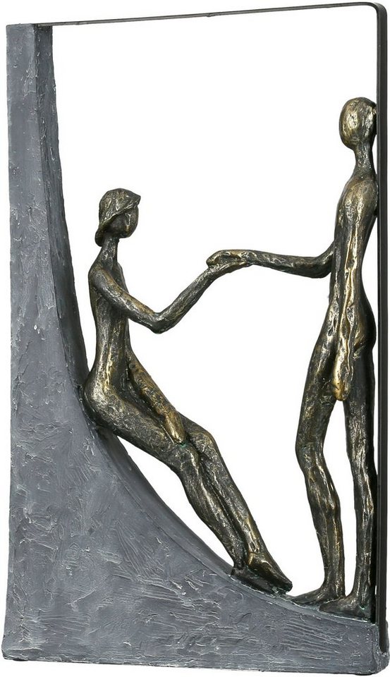 Casablanca by Gilde Dekofigur Skulptur Holding Hands, bronzefarben/grau (1  St), Dekoobjekt, Höhe 37 cm, Pärchen, mit Spruchanhänger, Wohnzimmer,  Produktart: Hochzeit, Liebe, Skulptur