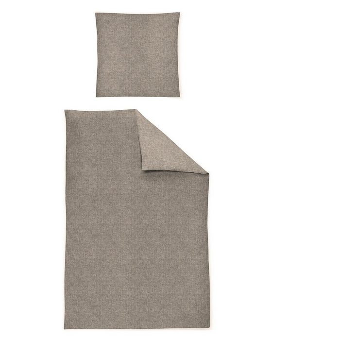 Bettwäsche Flausch-Cotton Mink 200 x 200 cm silber Irisette Baumolle 3 teilig Bettbezug Kopfkissenbezug Set kuschelig weich hochwertig