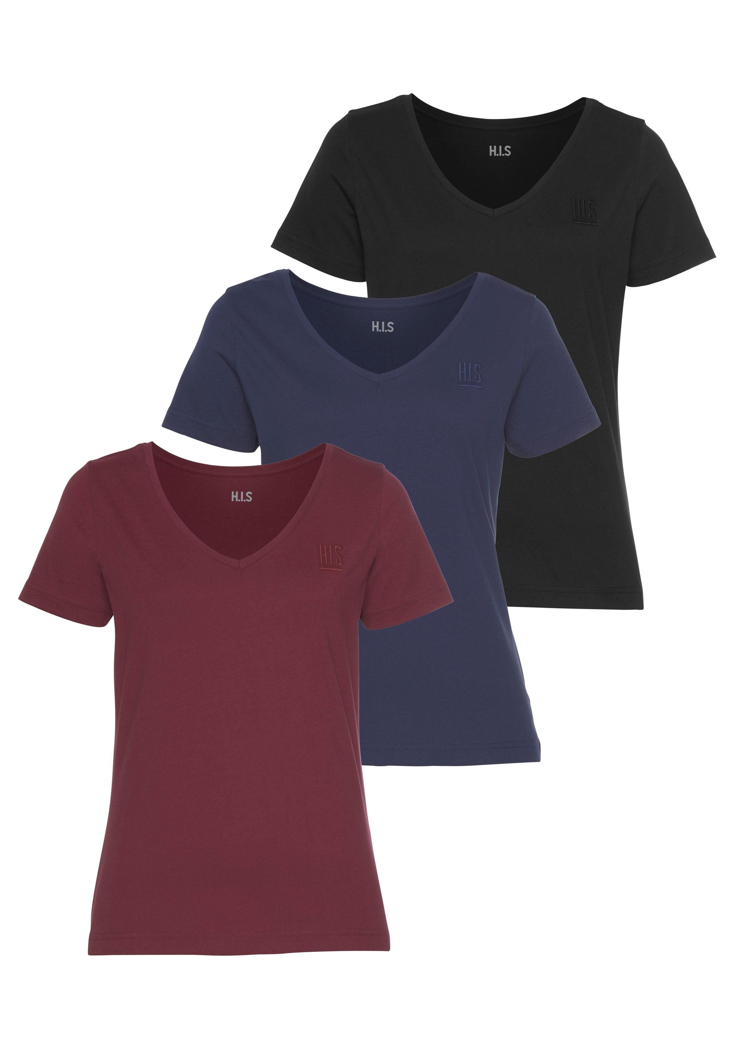 Essentials Damen Kurzärmeliges T-Shirt Mit V-Ausschnitt 2er-Pack