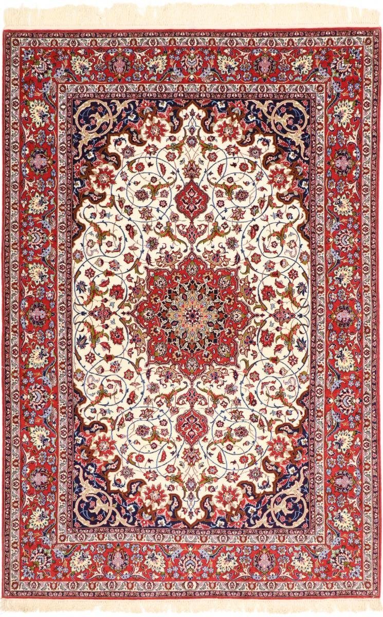 Orientteppich Isfahan Seidenkette 159x239 Handgeknüpfter Orientteppich, Nain Trading, rechteckig, Höhe: 6 mm