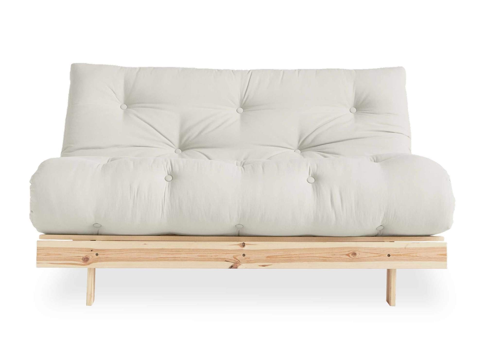 Karup Design 2-Sitzer Schlafsofa cm Kiefer 140 Wheat ROOTS Massivholz Beige Gestell Bezug Beige Sofa