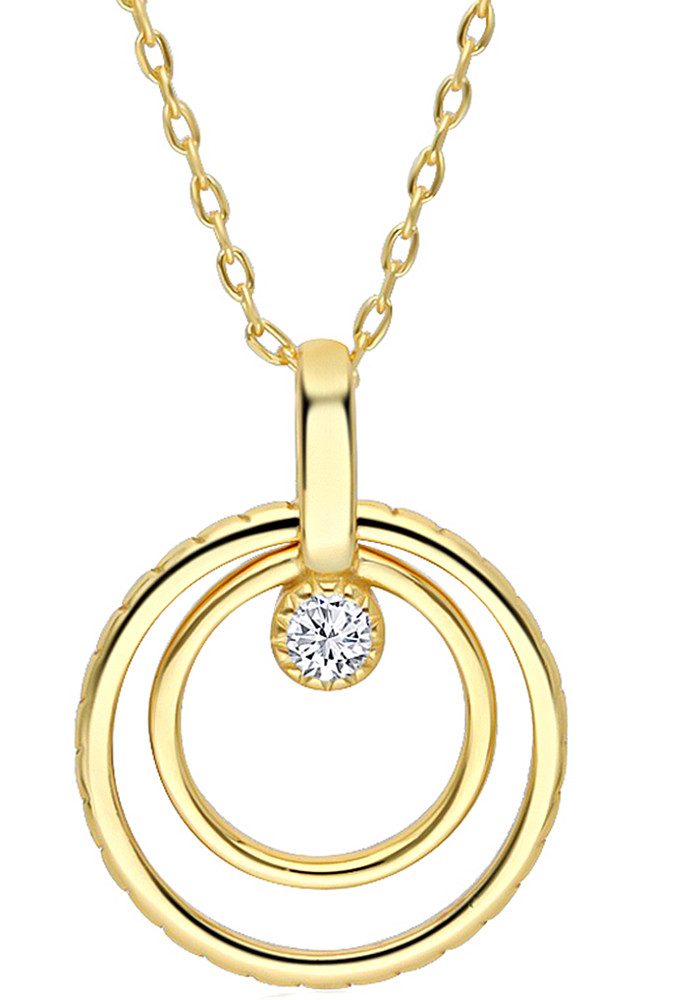 Kette mit Anhänger rund echt 925 Sterling Silber gold Schmuck Geschenk für Frauen Damen