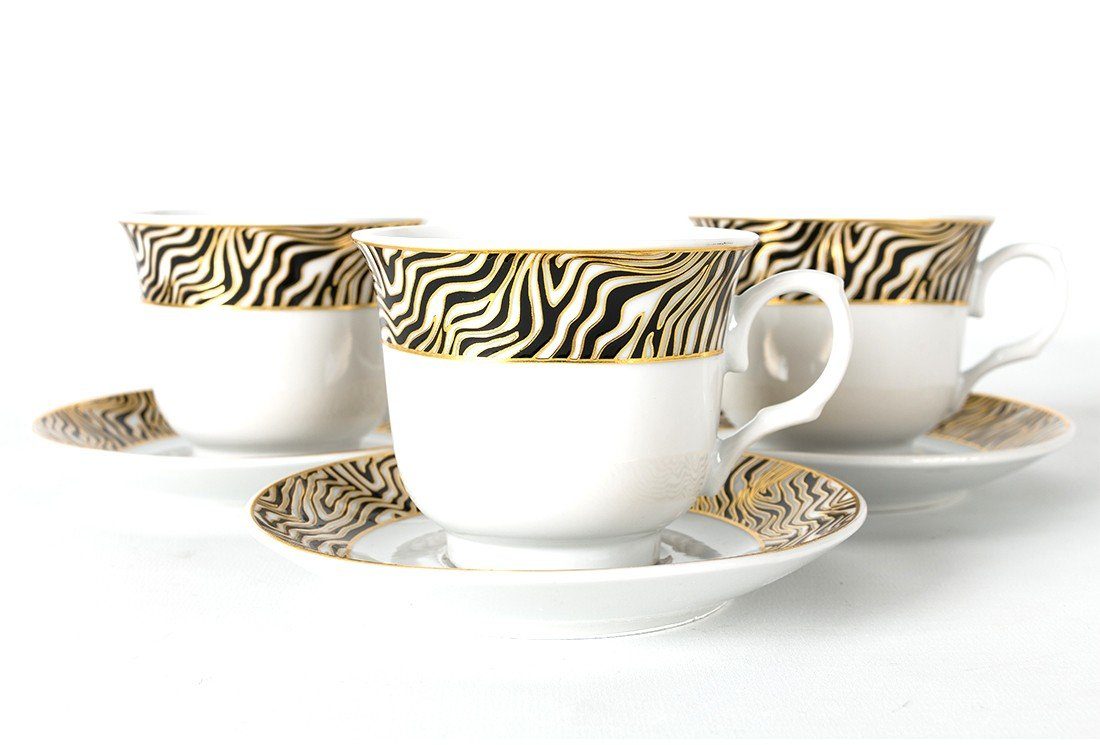 Bavary Kaffeeservice 12-teiliges Tassenset, 6 Personen, Leopardenmuster, Modernes Design (12-tlg), Porzellan