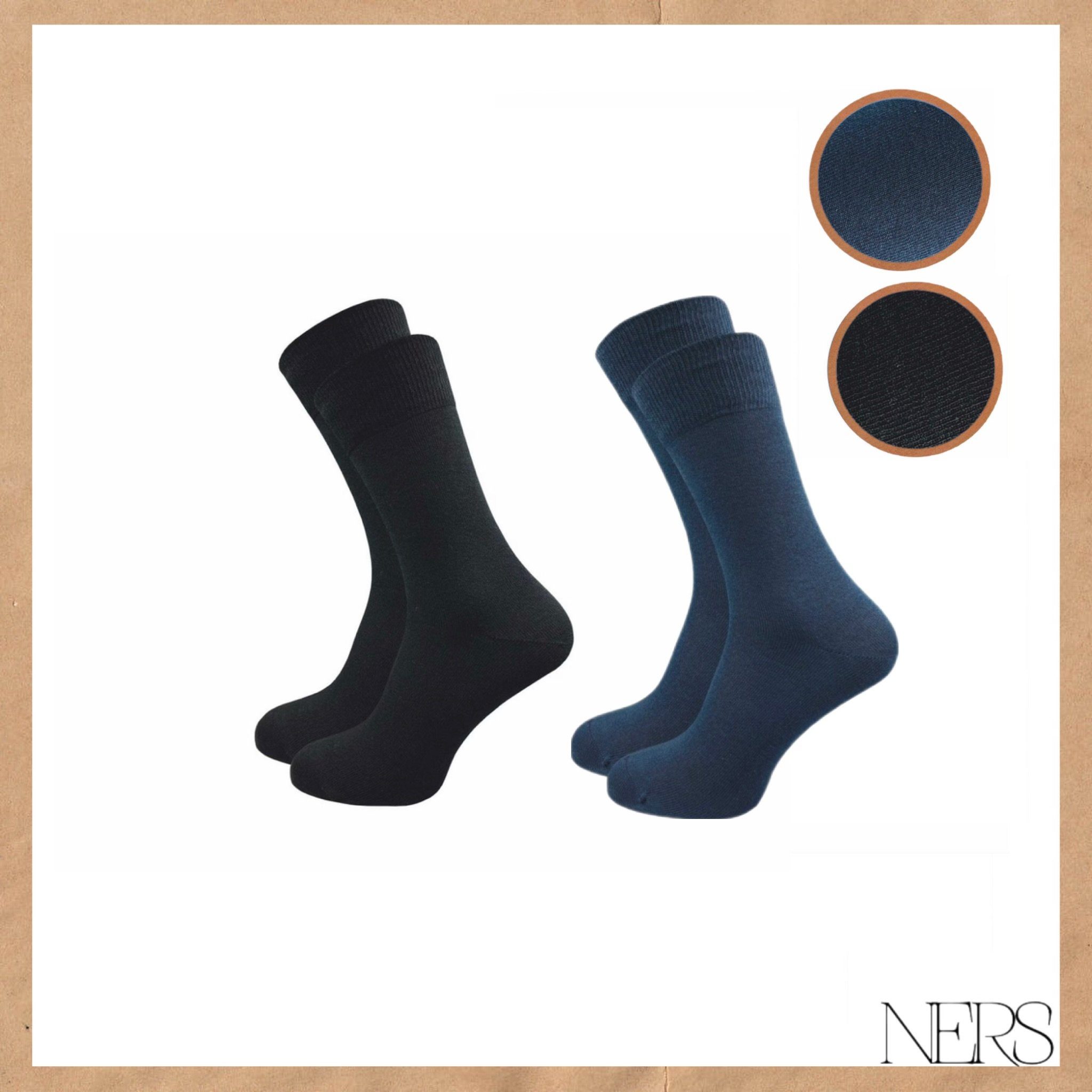 NERS Basicsocken für Naht mit 10) Komfortbündchen Baumwolle und drückende ohne (10-Paar, aus Schwarz/Dunkelblau Herren hochwertiger Damen