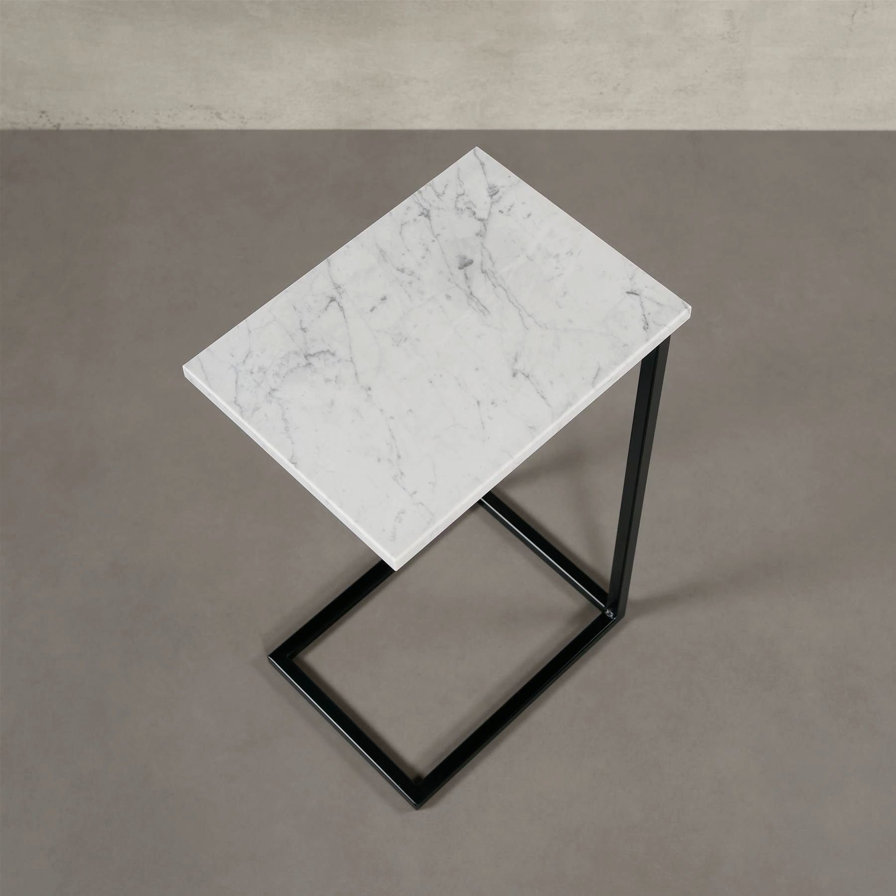 Bianco Metallgestell, Couchtisch MARMOR, Carrara MAGNA ECHTEM 40x30x68cm Laptoptisch, Atelier eckig, mit schwarz Tisch Wohnzimmer STOCKHOLM