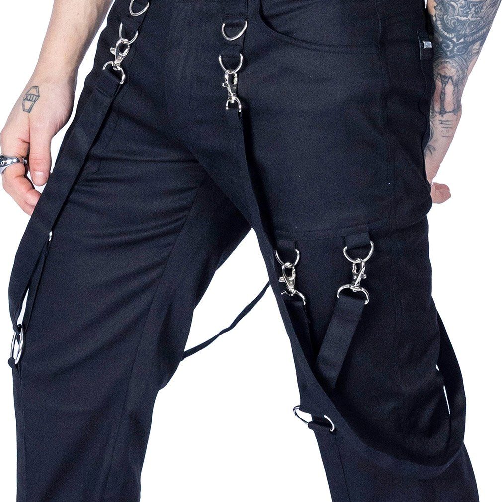 Heartless Stoffhose Midas Jeans Gothic Riemen D-Ringe Strapsen