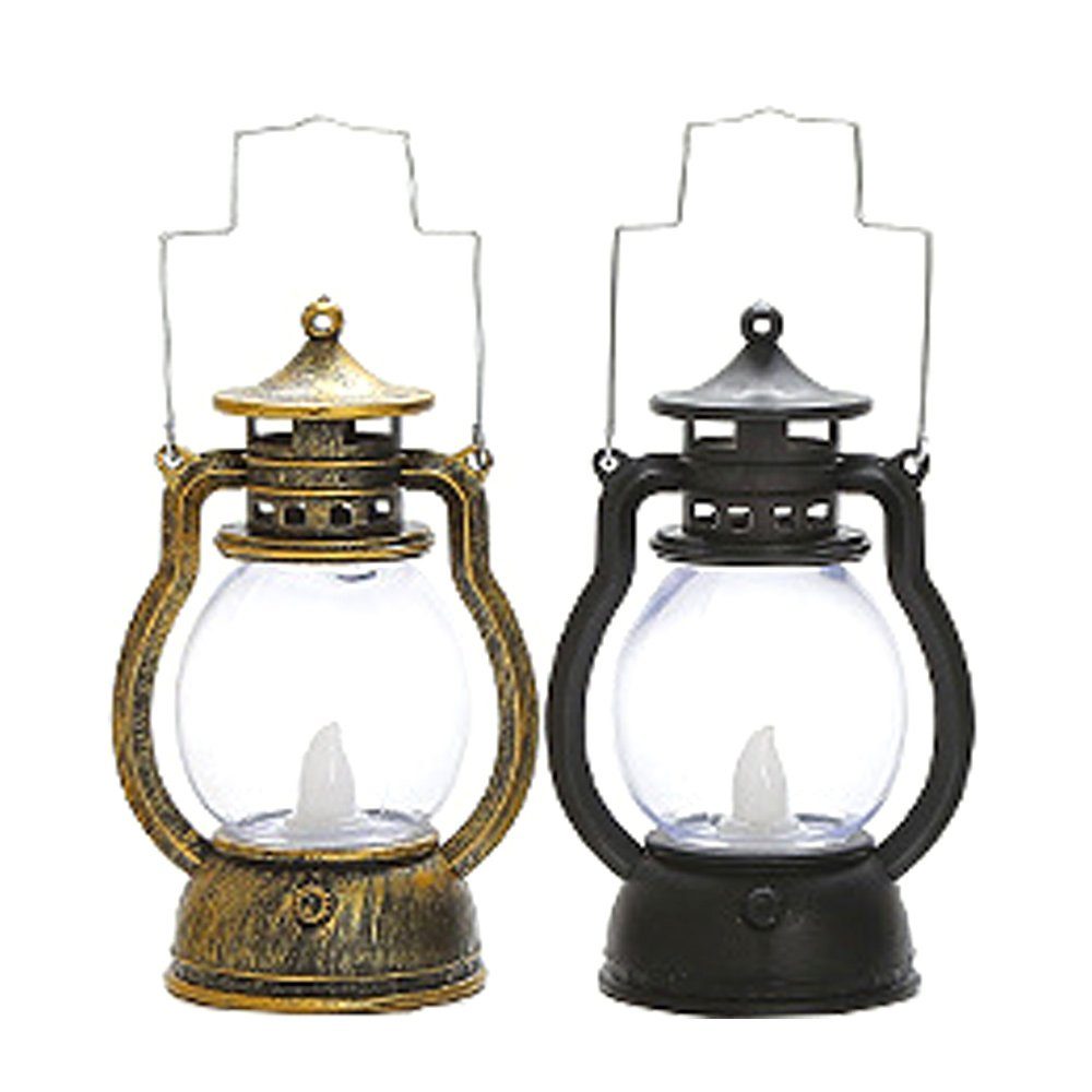 GelldG LED Laterne Mini-Laternen, 2 Stück, LED Laternen, dekorative hängende Laterne ‎‎Bronze+Schwarz
